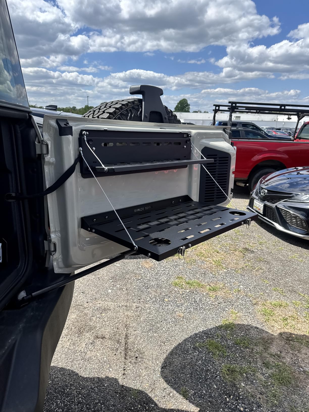 JROAD Bronco Double Layer Tailgate Table for 2021 2022 2023 2024 2025 2026 Ford Bronco 2/4 Door Rear Foldable Cargo Shelf Storage Shelf MOLLE Panel Bronco Accessories customer photo 1