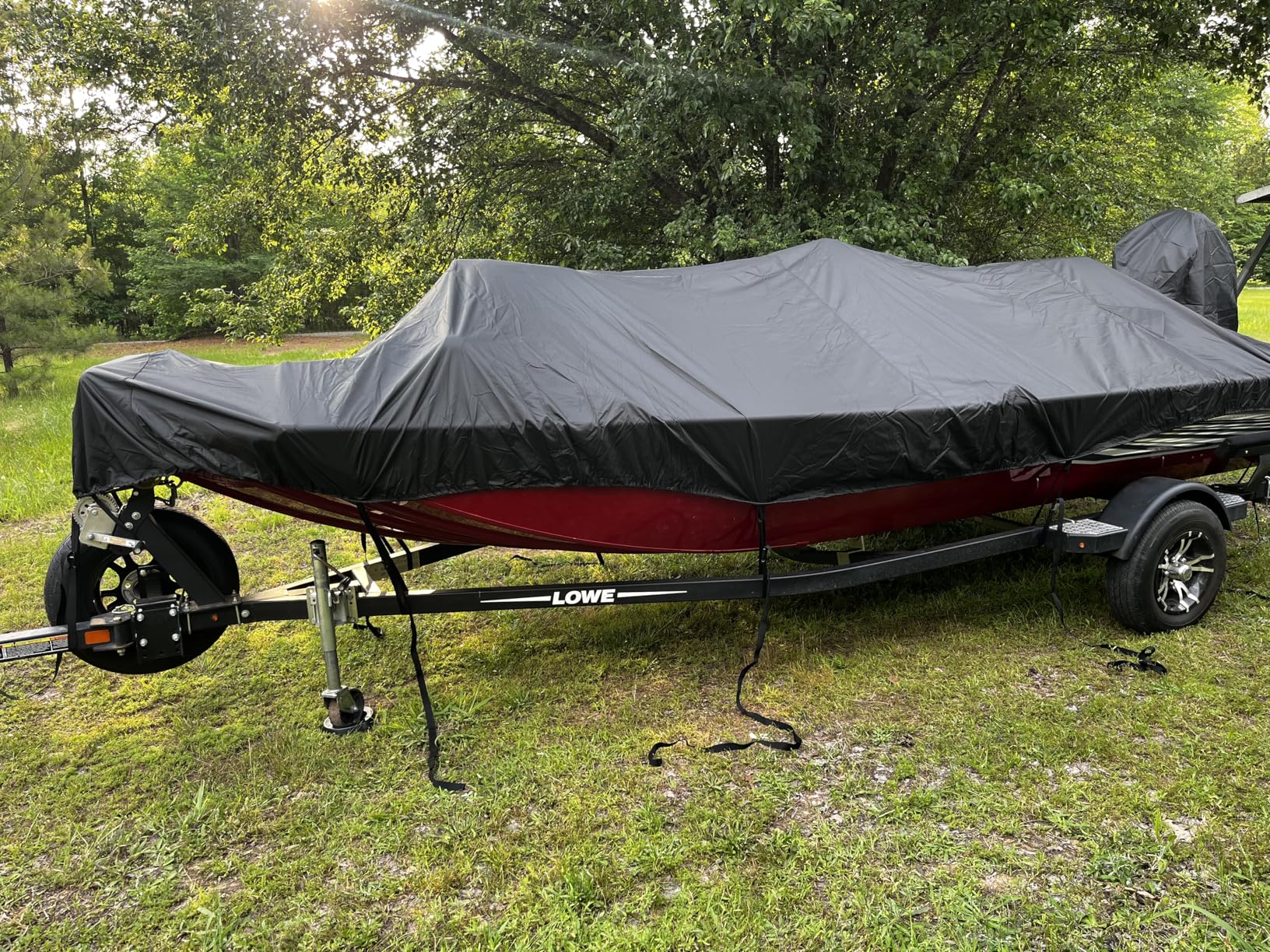 1200D Waterproof Boat Cover - Fits 16' to 18.5' ft Bass, V-Hull, Tri-Hull, Fish & Ski, Runabout Bowrider Boats - Heavy Duty Canvas Black customer photo 2