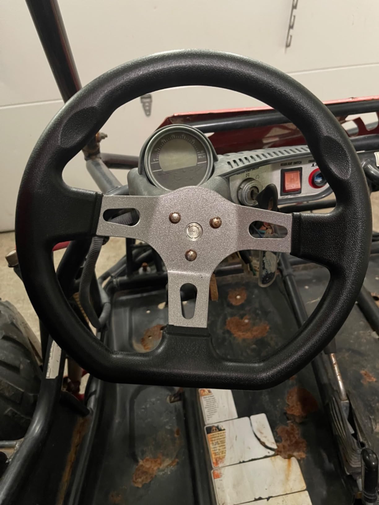 10.5inch/27cm Kart Steering Wheel - 3 Spokes Quick Release Off-Road Cart Steering Wheel For Go Kart Beach Kart Replacement customer photo 1