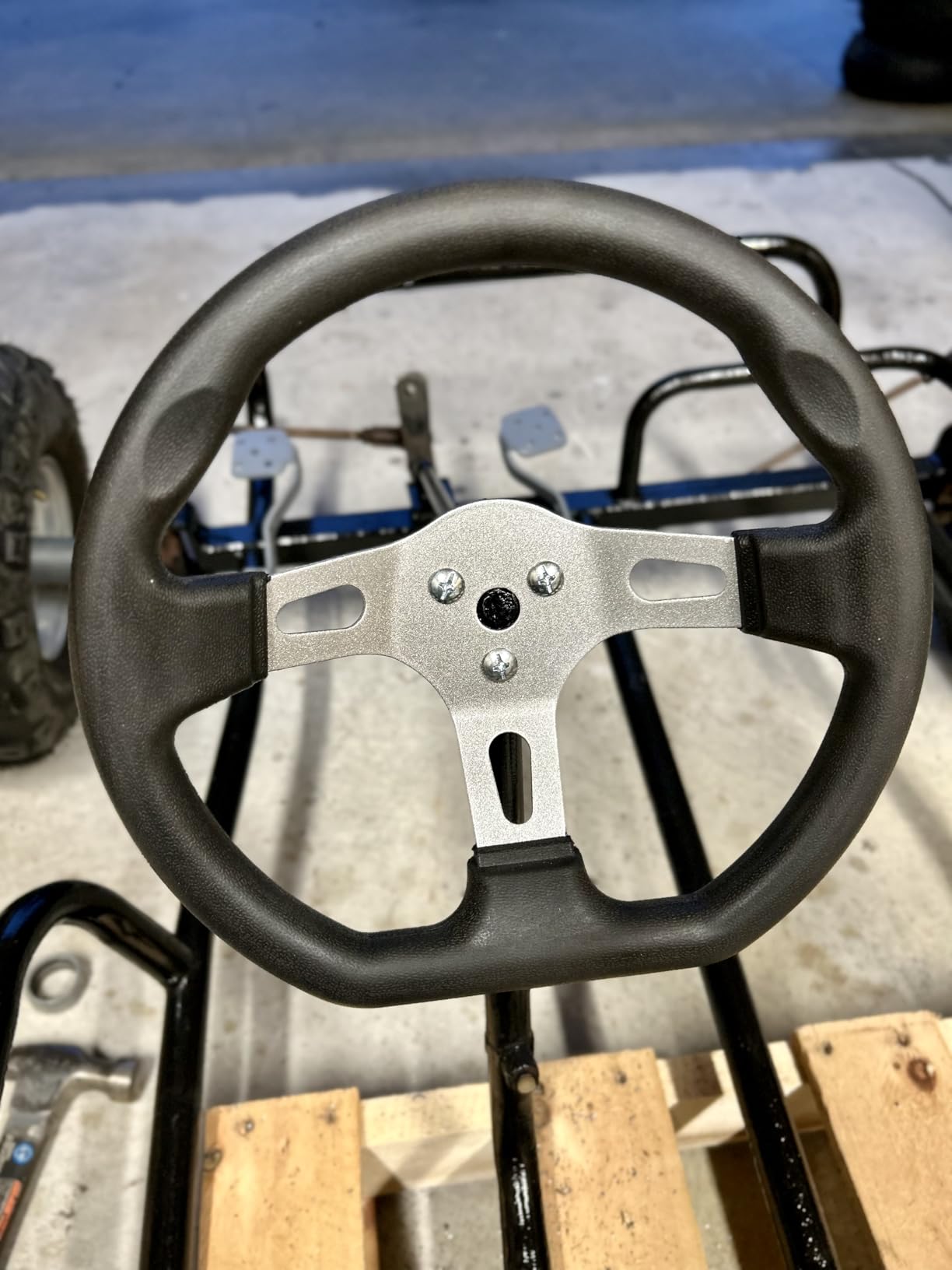 10.5inch/27cm Kart Steering Wheel - 3 Spokes Quick Release Off-Road Cart Steering Wheel For Go Kart Beach Kart Replacement customer photo 2