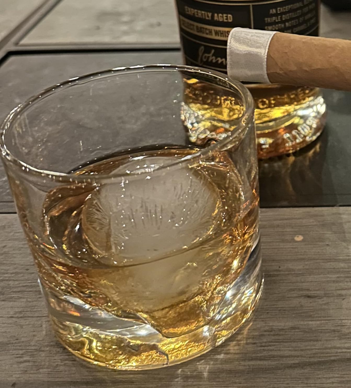 LIITON Grand Canyon Heavy Crystal Whiskey Glasses Gift Set of 2, Thick Freezable Bourbon Glass 1lb Each, Premium Whiskey Gifts for Men, Frozen Crystal Chills Cocktails Collins Glass, 10 oz customer photo 1