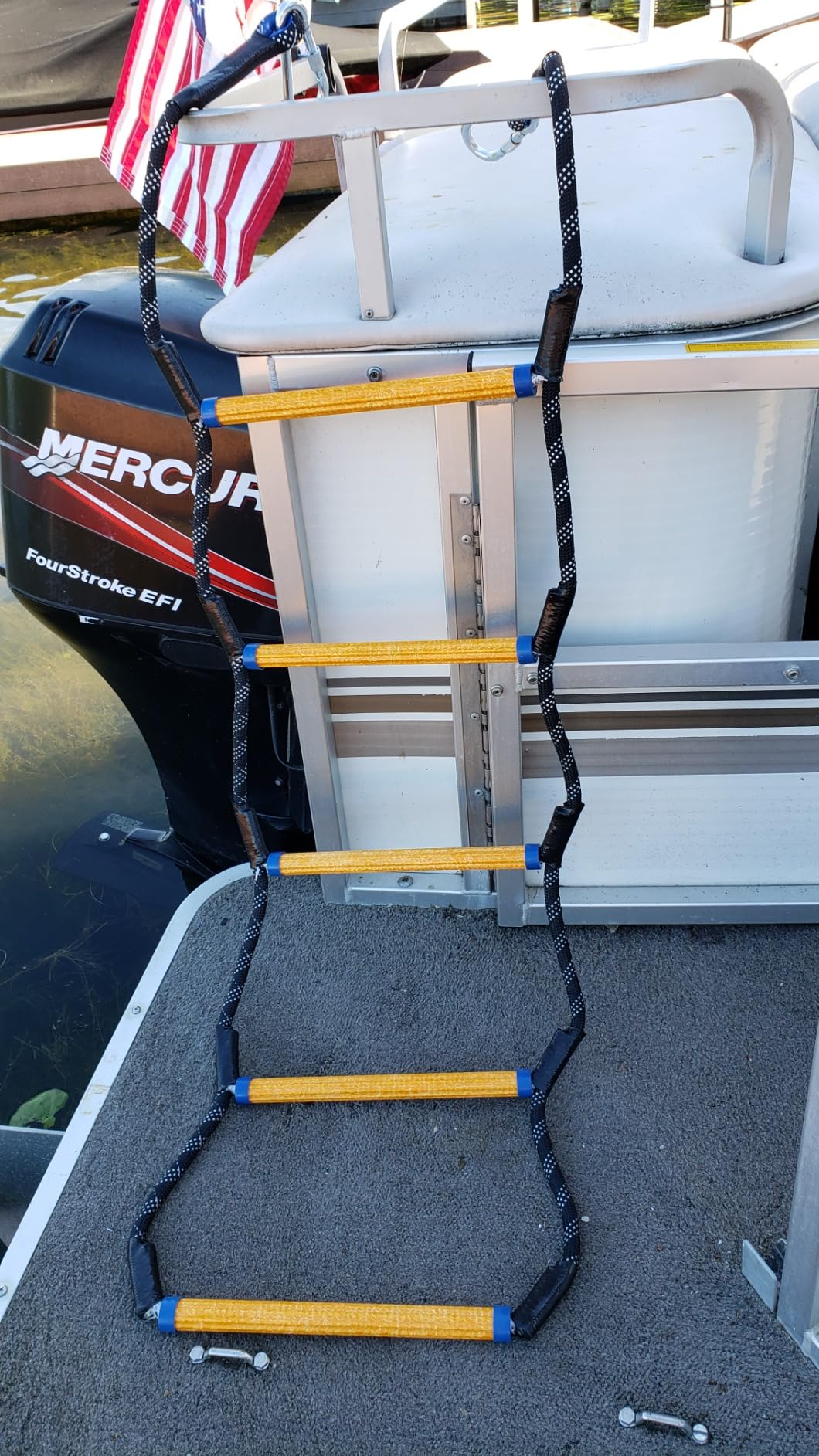Boat Rope Ladder, 5 Step Heavy Duty 400Lbs Strength Rope Ladder for Inflatable Boat, Fishing Boat, Kayak, Motorboat, Canoeing customer photo 2