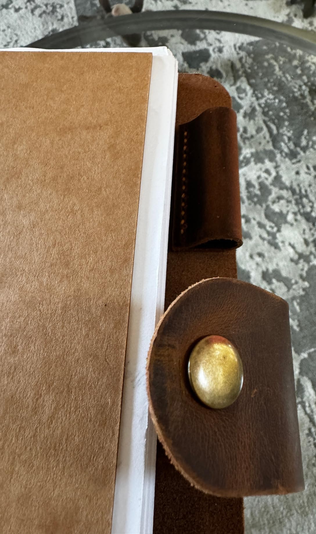 D&M Leather Studio Handmade Leather 3 Ring Binder Portfolio, Letter Size 8.5 x 11, Vintage Organizer Folder with Pockets, Pen Holder & Snap Closure, Brown customer photo 1