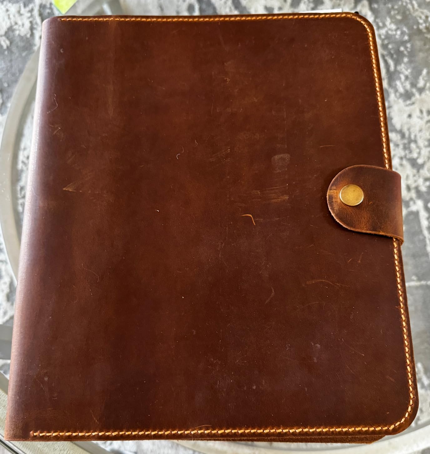D&M Leather Studio Handmade Leather 3 Ring Binder Portfolio, Letter Size 8.5 x 11, Vintage Organizer Folder with Pockets, Pen Holder & Snap Closure, Brown customer photo 2