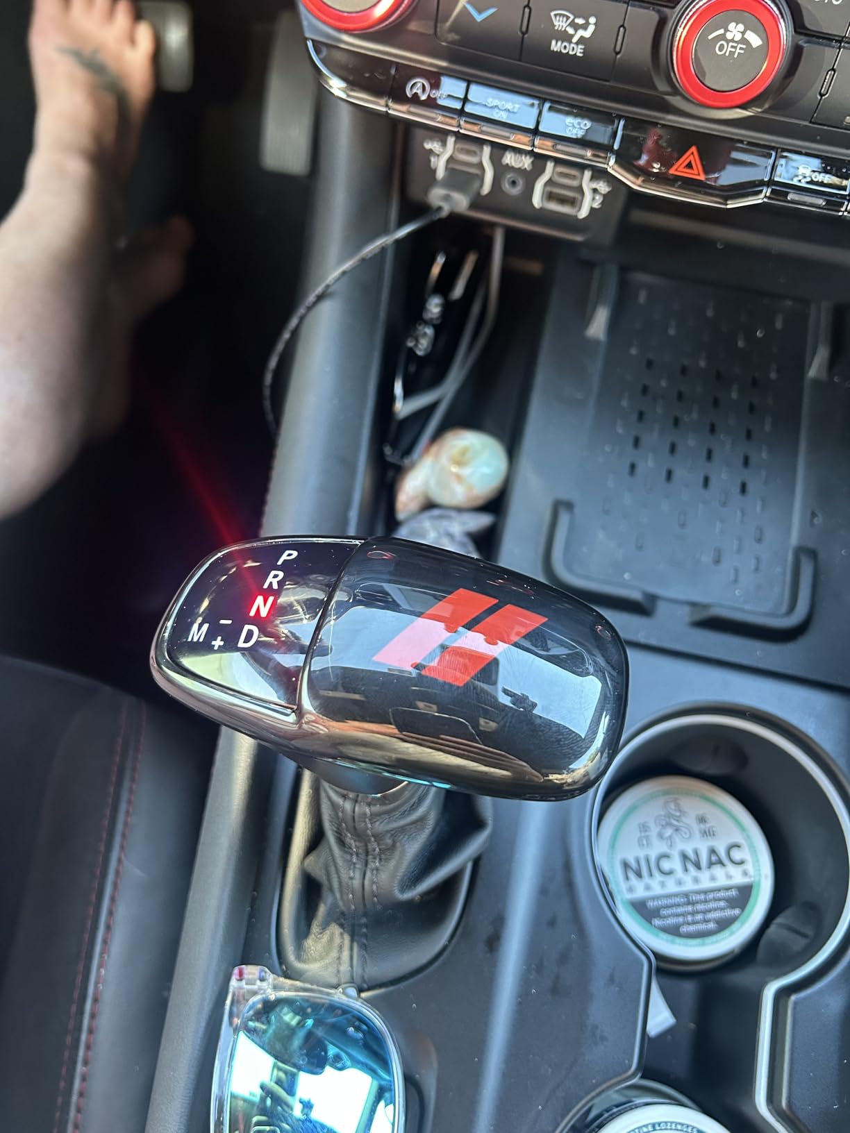 Gear Shift Knob Head Cover for Dodge Charger Accessories 2015-2023 Challenger 2015-2024 Durango 2016-2026 ABS Interior Shell Insert Decoration Protector (Red Trim) customer photo 2