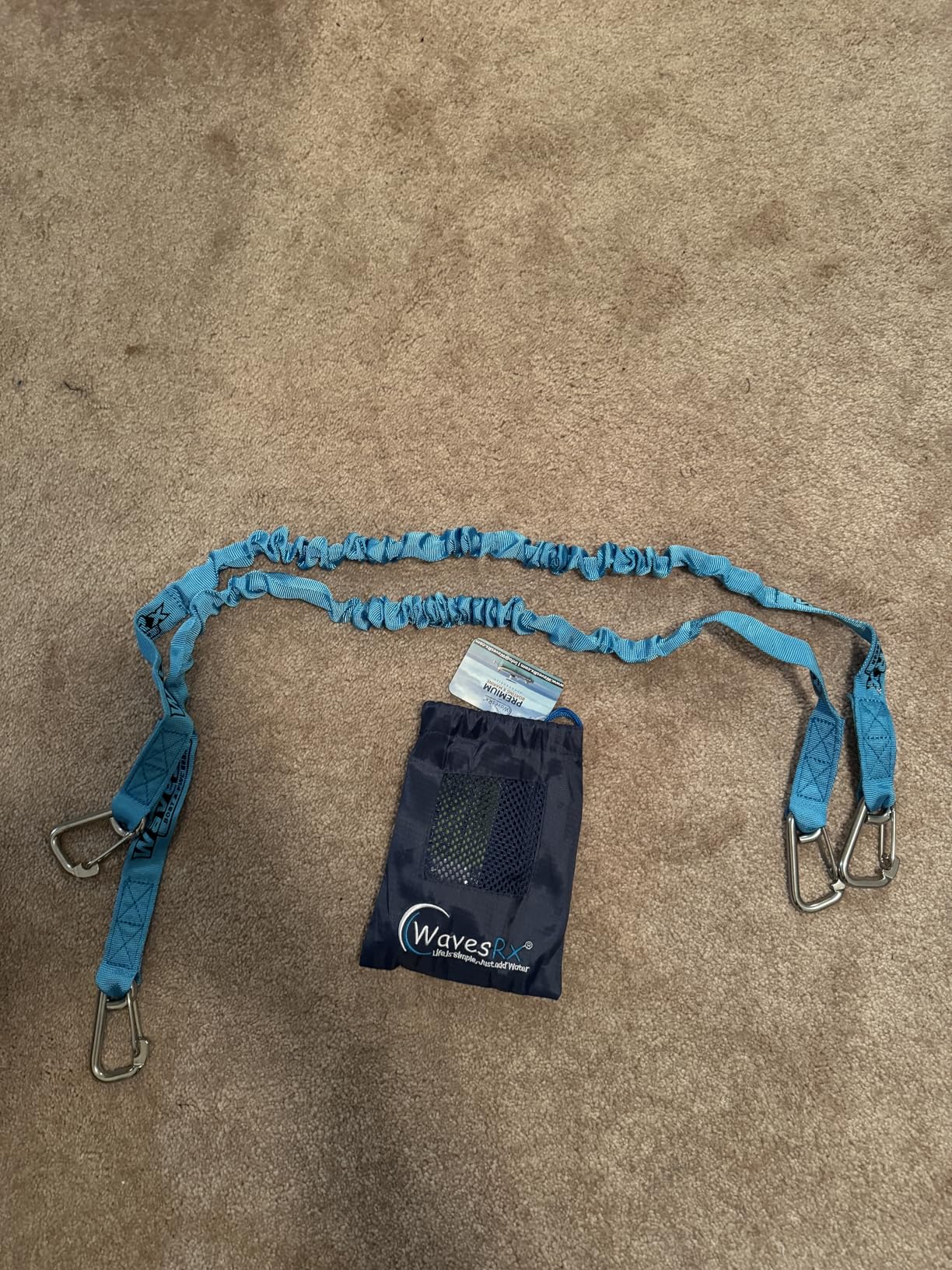DockingPal - Premium Flat Bungee Dock Lines for Boats (Lagoon Blue) | Elastic Boat Dock Rope with Stainless Steel Carabiners | Stretches from 3' to 5' | Absorbs Shocks Damage to Jet Ski, PWC customer photo 1