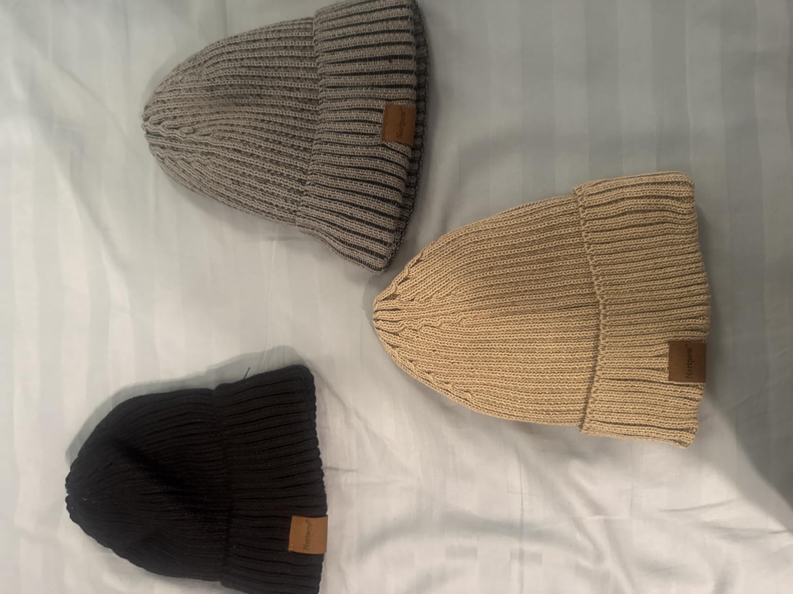 Nertpow Mens Beanie Hats 3 Pack, Winter Hats for Men Women Warm Thermal Fleece Lined, Thick Knit Fashion Skull Cap for Guys customer photo 1