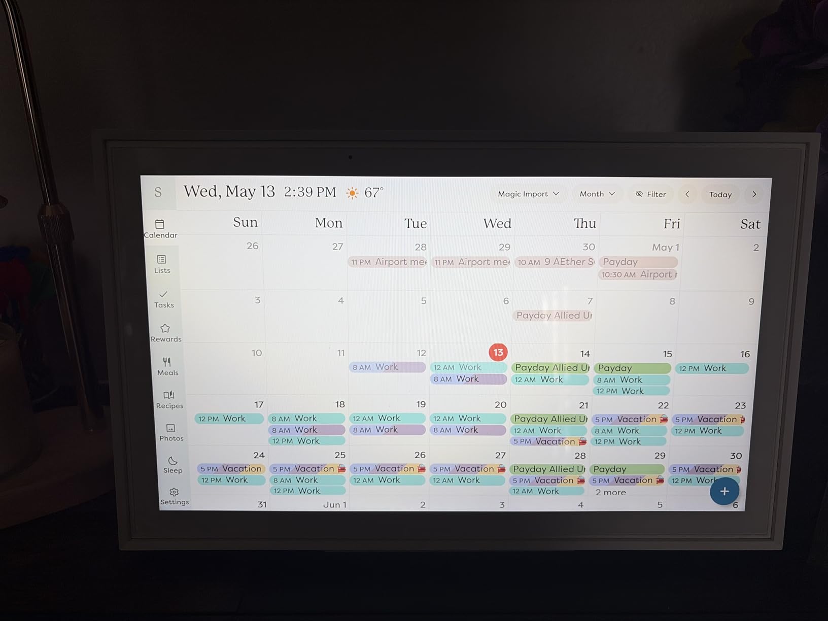 Skylight Calendar: 15-inch Wall Planner Digital Calendar & Chore Chart, Smart Touchscreen Interactive Display for Family Schedules - Wall Mount Included customer photo 1
