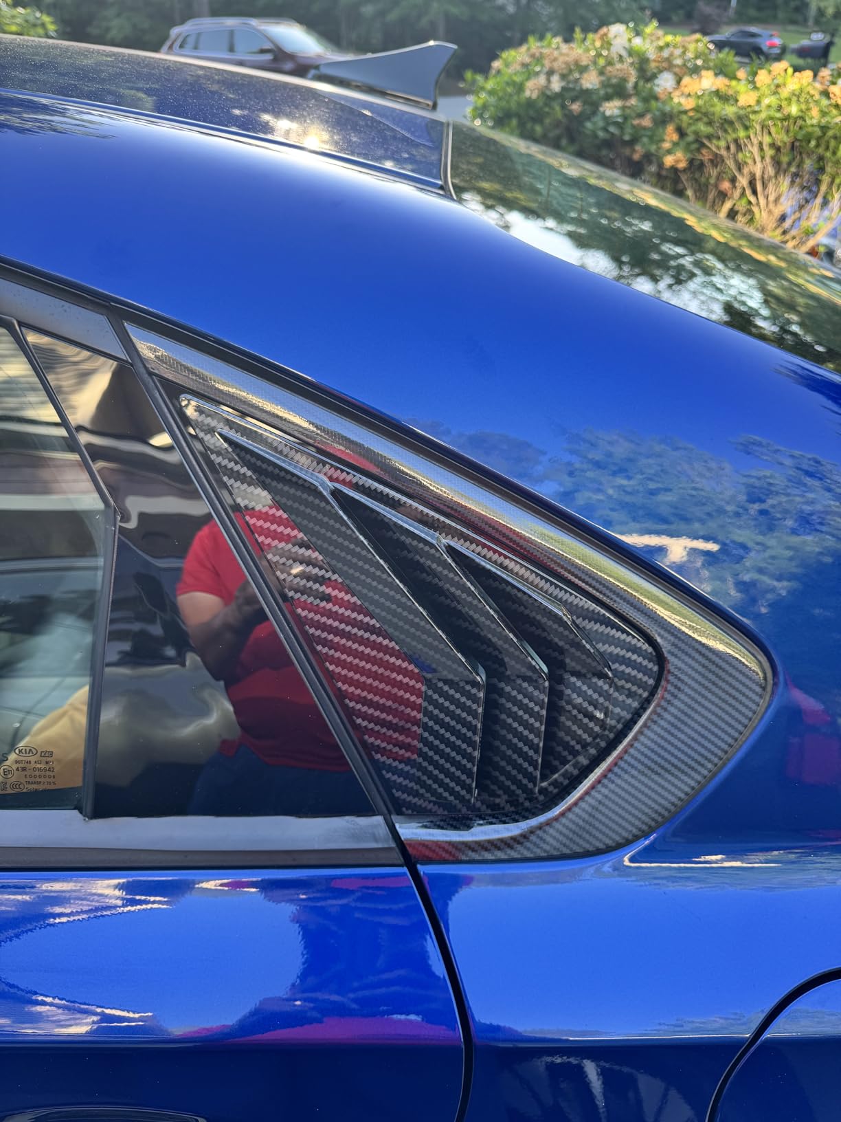 MUXEE 2PCS Print Rear Side Window Louvers Air Vent Scoop Shades Cover Blinds Trim for Kia Forte 2019 2020 2021 2022 2023 2024 - ABS Bright Black Sport Interior Accessories customer photo 1