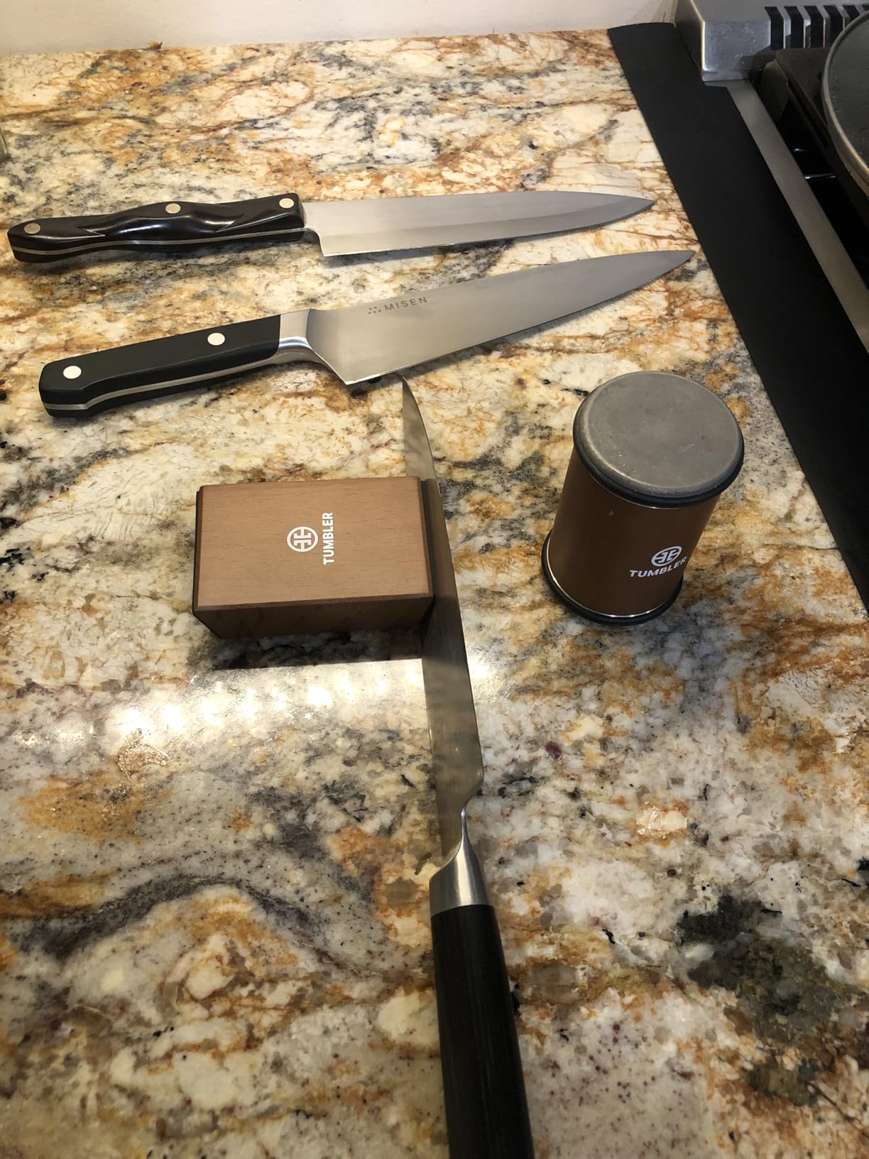 The Original Tumbler Rolling Knife Sharpener - Knife Sharpening Made Easy - Rolling Knife Sharpener Tool for Kitchen Knives - Knife Sharpener Kit Offers 15 & 20 Degree Sharpening (Wood) customer photo 2