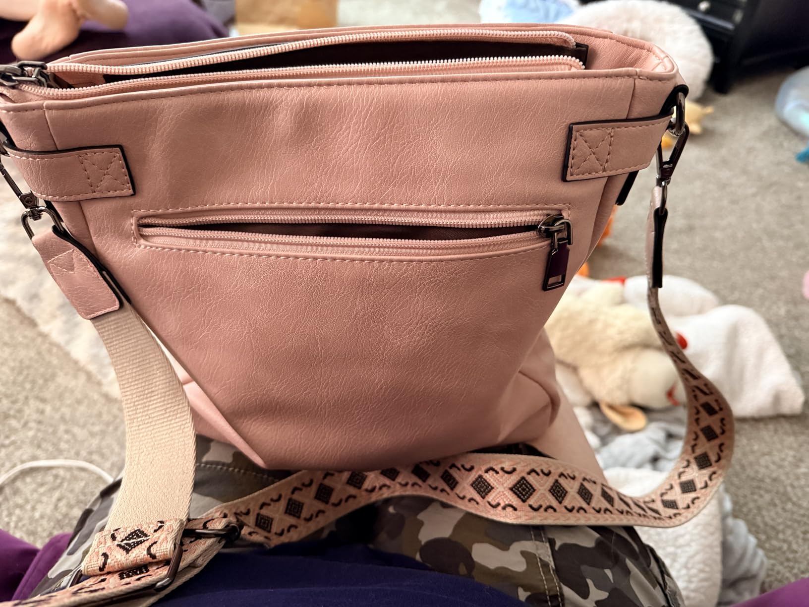 Roulens Crossbody Bags for Women, Multi Pocket Crossbody Purses Vegan Leather Shoulder Handbags Travel Purse Adjustable Strap customer photo 1