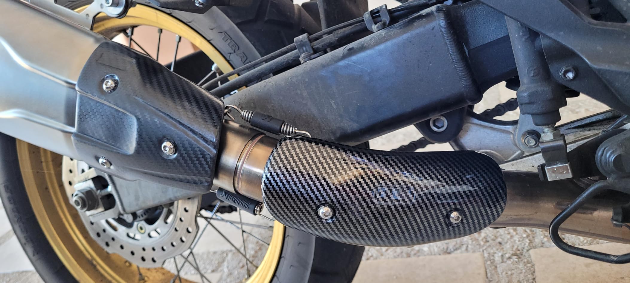 Exhaust Heat Shield Muffler Pipe Heat Cover Protector Guard Imitation Carbon Fiber Stainless Steel customer photo 1