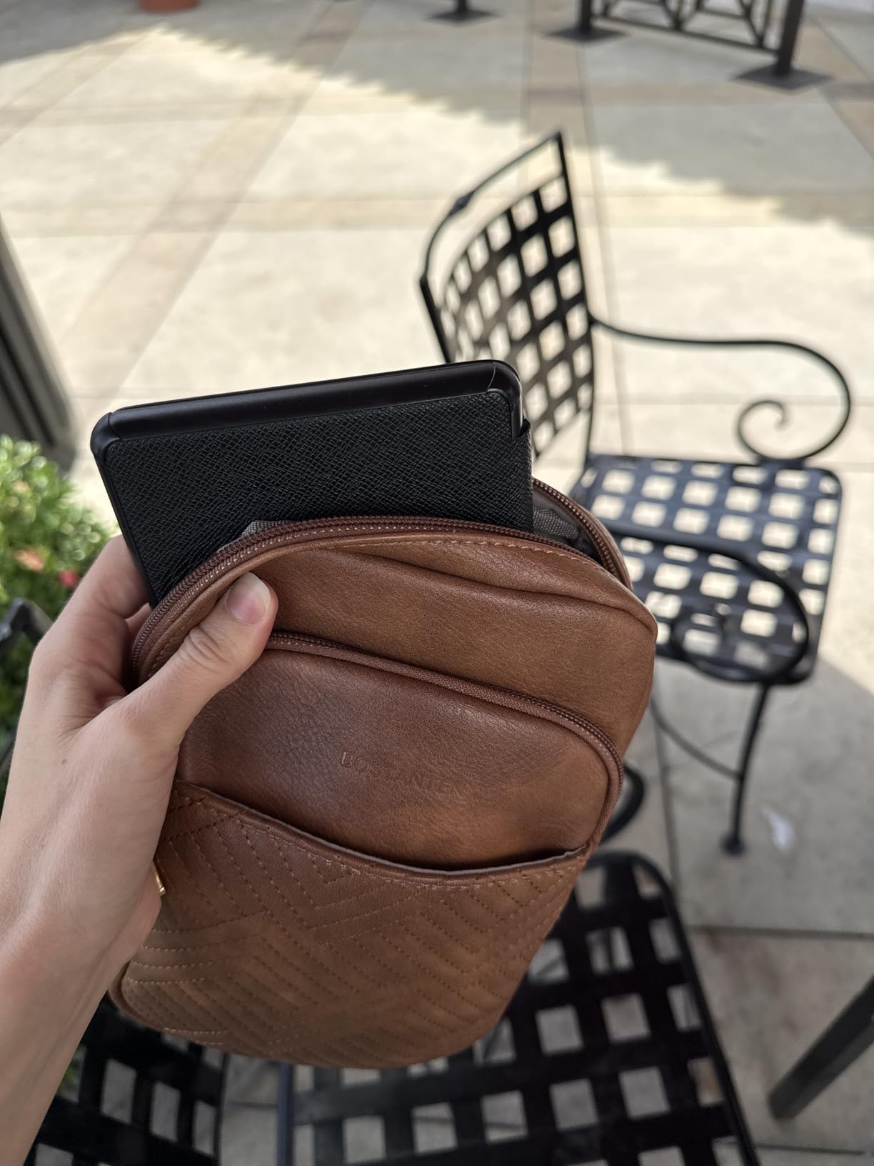 BOSTANTEN Sling Bag Quilted Crossbody Bags for Women Cross Body Purse Leather Fanny Pack with Adjustable Guitar Strap customer photo 1