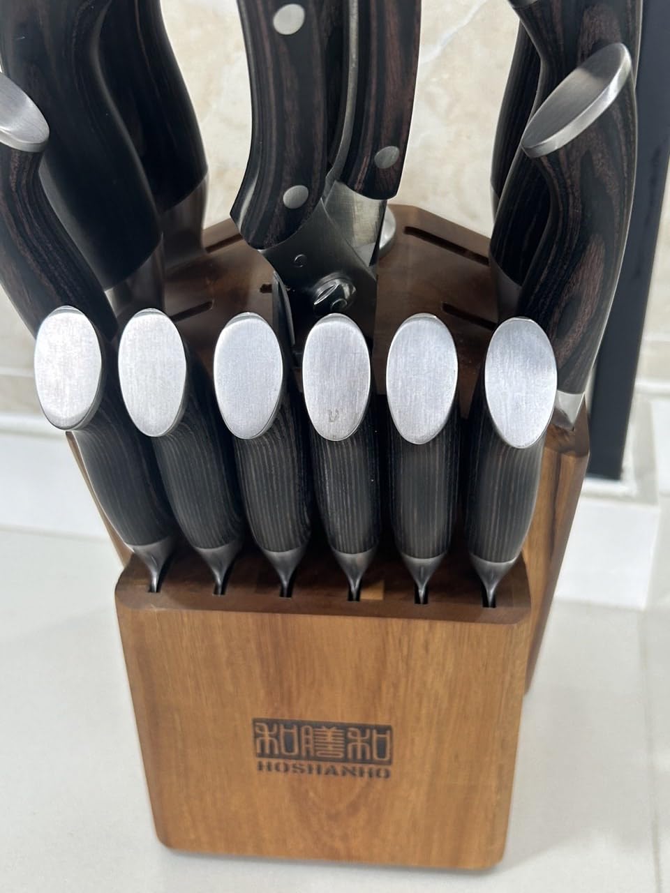 HOSHANHO 16PCS Knife Set, Ultra Sharp Japanese Kitchen Knife Set with Block customer photo 2