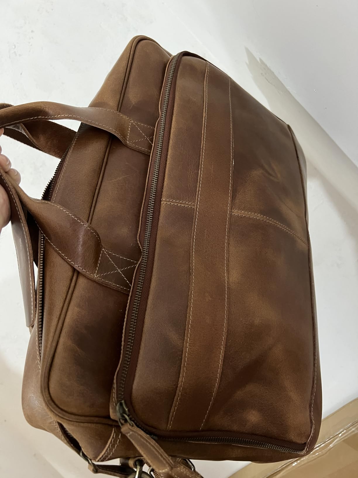 Leather briefcase 18 Inch Laptop Messenger Bags for Men and Women Best Office briefcase Satchel Bag (Wash Tan) customer photo 1