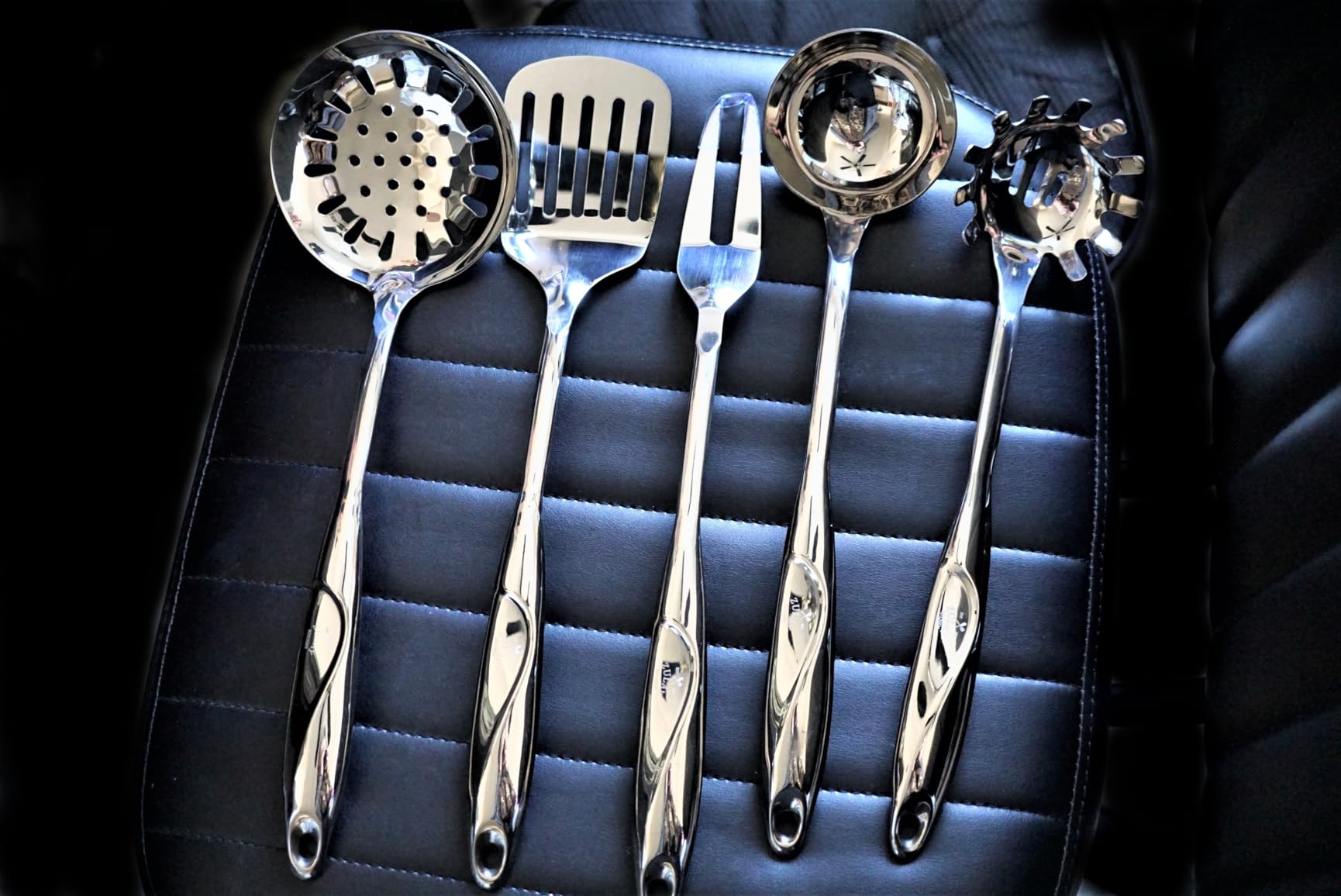 Zulay Kitchen Stainless Steel 8 Piece Cooking Utensil Set | Stainless Steel Kitchen Utensil - Durable Kitchen Gadgets - Metal Kitchen Accessories - Easy to Clean Tools - 8 Piece Set customer photo 2