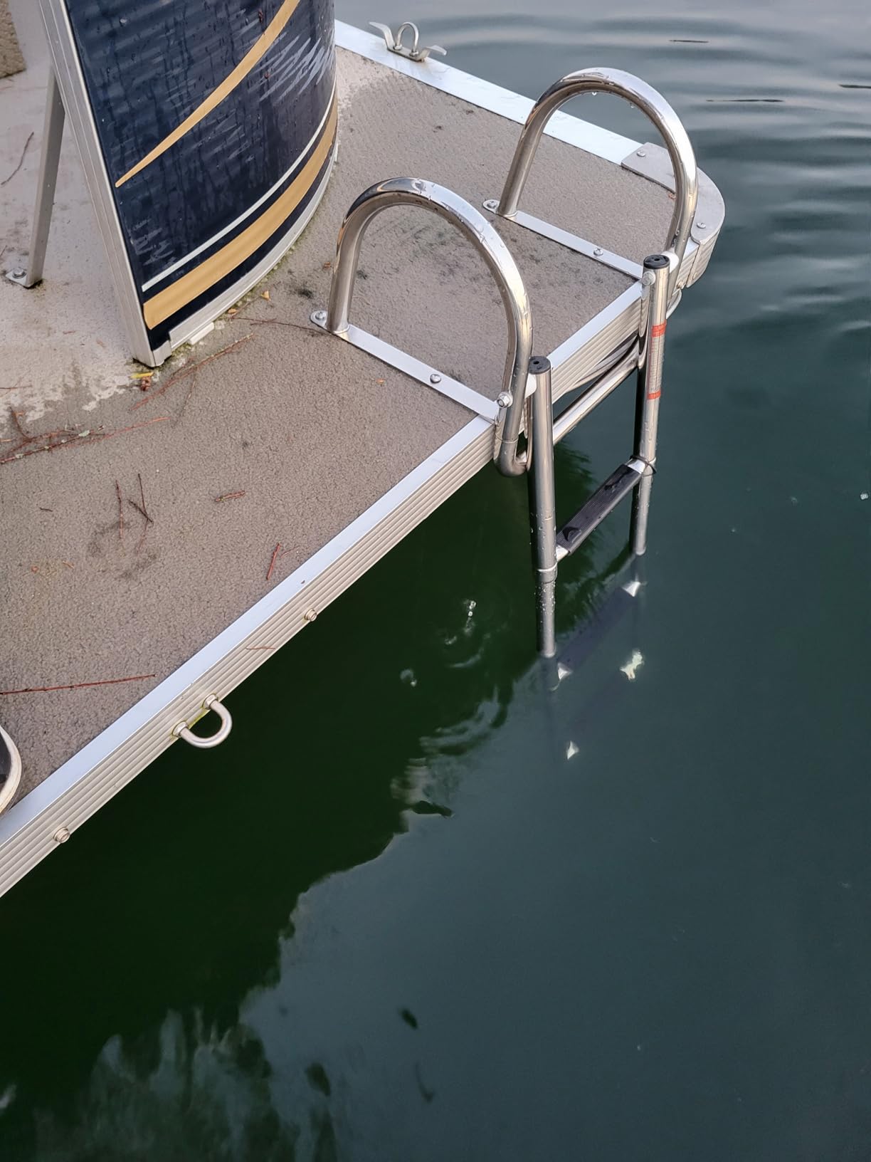 Pontoon Boat Ladder, Stainless Steel 3 Step Telescoping Boat Boarding Ladder with Wide Steps, Folding Boat Swim Ladder, Dock Ladder with Hand Railings Heavy Duty customer photo 1