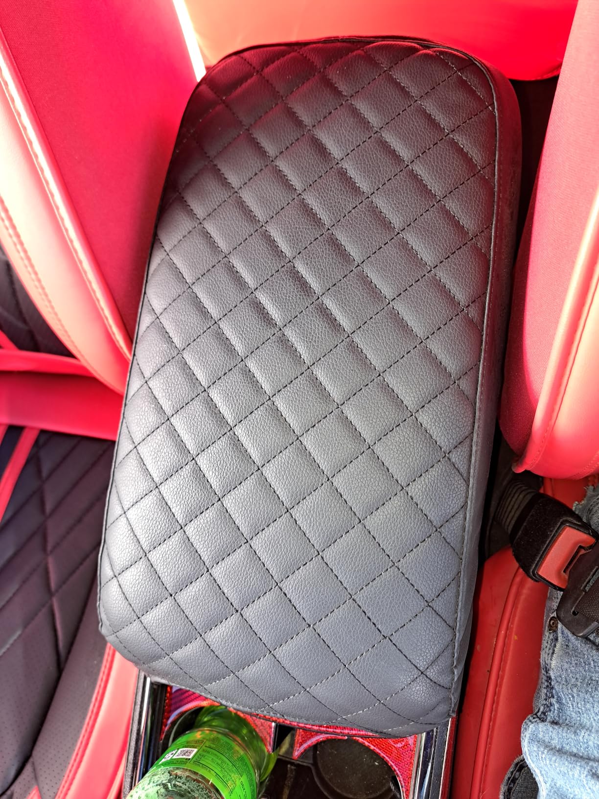 JOYTUTUS Center Console Cover Compatible with 2011-2024 Charger & Chrysler 300, Car Armrest Cover Console Pad Cushion, Black Leather Center Console Armrest Cover lid, Durable Middle Console Cover customer photo 1
