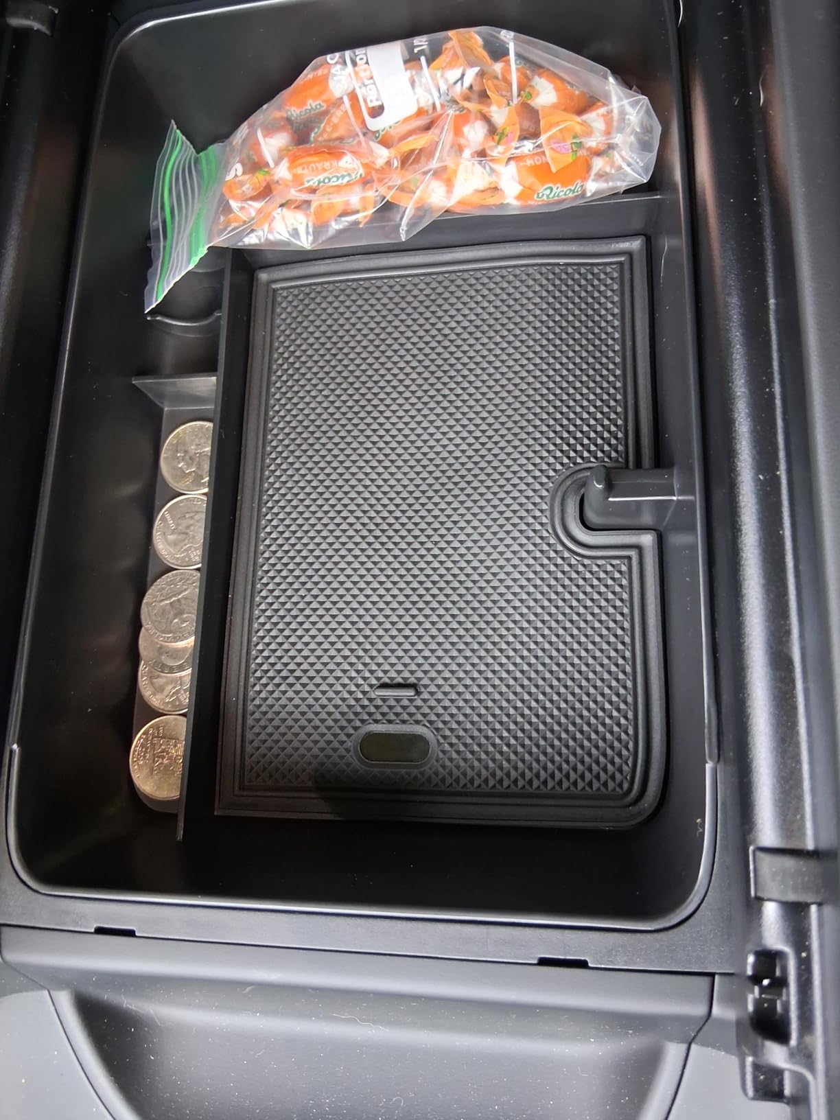 HGWEI Center Console Organizer Tray Compatible with 2024 2025 2026 Hyundai Santa Fe Interior Accessories Insert Secondary Divider Middle Console Armrest Storage Box, Black customer photo 1