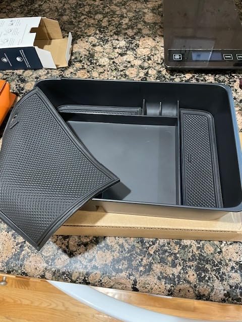 HGWEI Center Console Organizer Tray Compatible with 2024 2025 2026 Hyundai Santa Fe Interior Accessories Insert Secondary Divider Middle Console Armrest Storage Box, Black customer photo 2