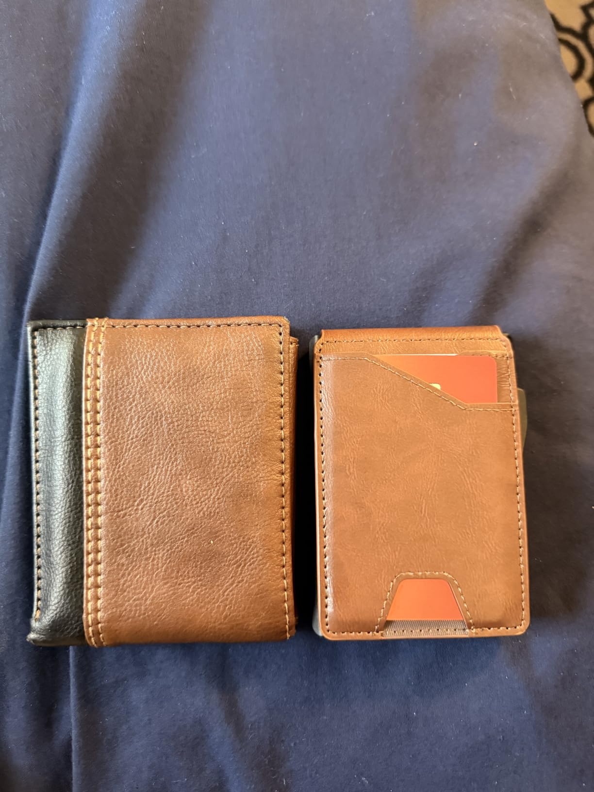 Tactical Wallet for Men Card Holder: Pop Up Card Case, Genuine Leather, Smart, RFID Blocking, Slim, Minimalist, Thin, Front Pocket - 9-13 Card Capacity, ID Window, Money Clip (Brown) customer photo 1