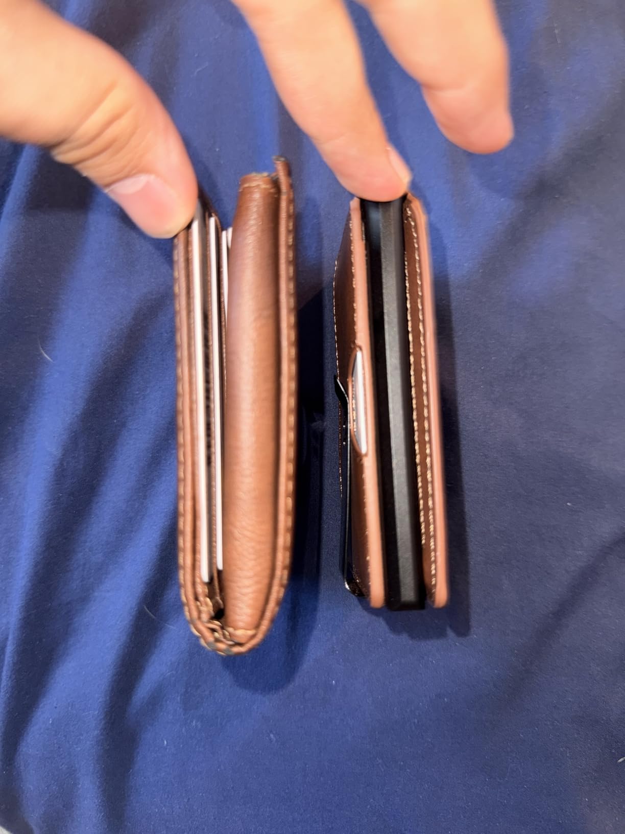 Tactical Wallet for Men Card Holder: Pop Up Card Case, Genuine Leather, Smart, RFID Blocking, Slim, Minimalist, Thin, Front Pocket - 9-13 Card Capacity, ID Window, Money Clip (Brown) customer photo 2