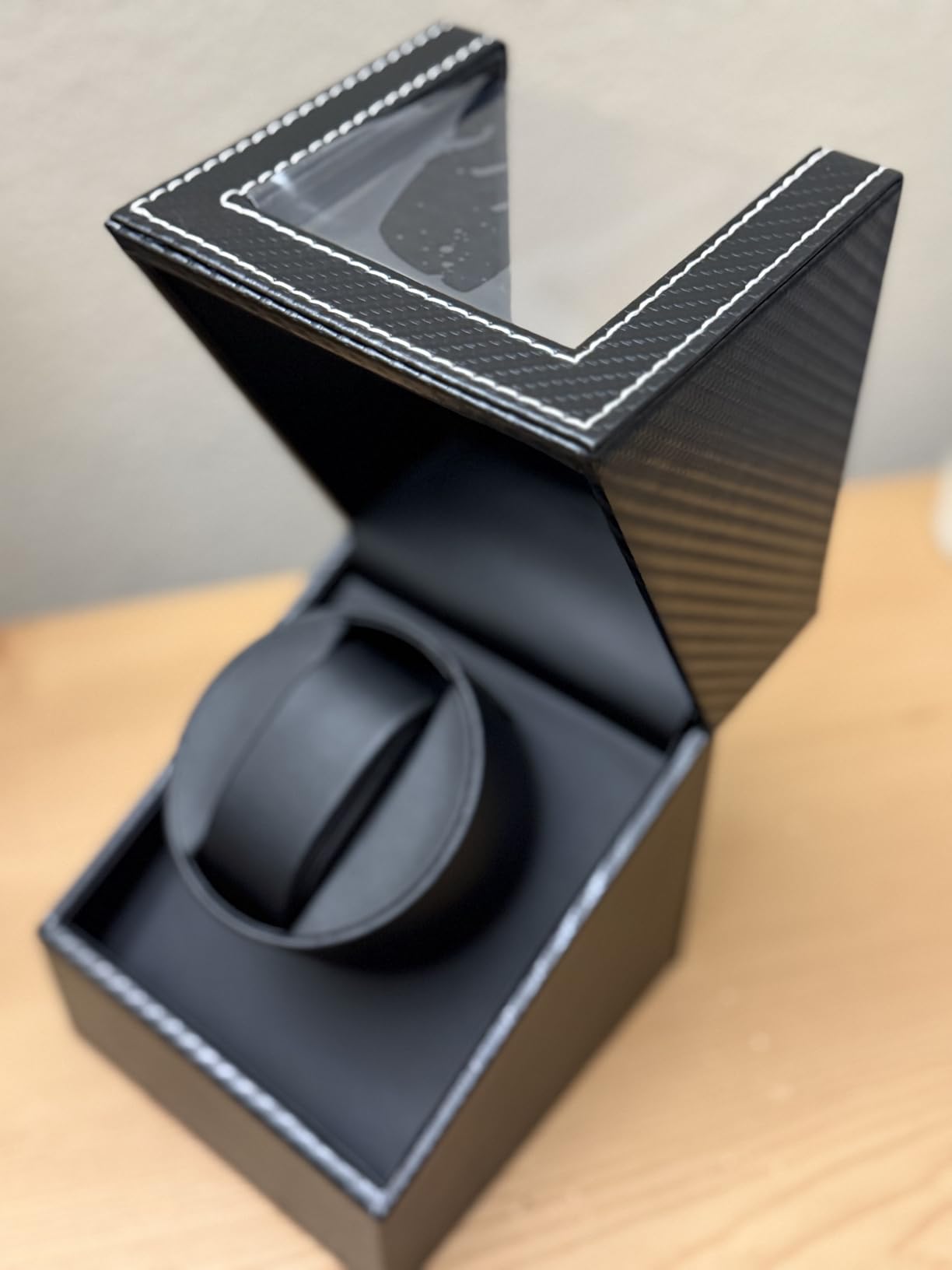 Watch Winder for Automatic Watches: Automatic Single Watch Winder Box | Japanese Quiet Motor, Anti-Magnetic Design, USB-C or Battery Power, Adjustable Pillow, Black Carbon Fiber, Gift for Men customer photo 2