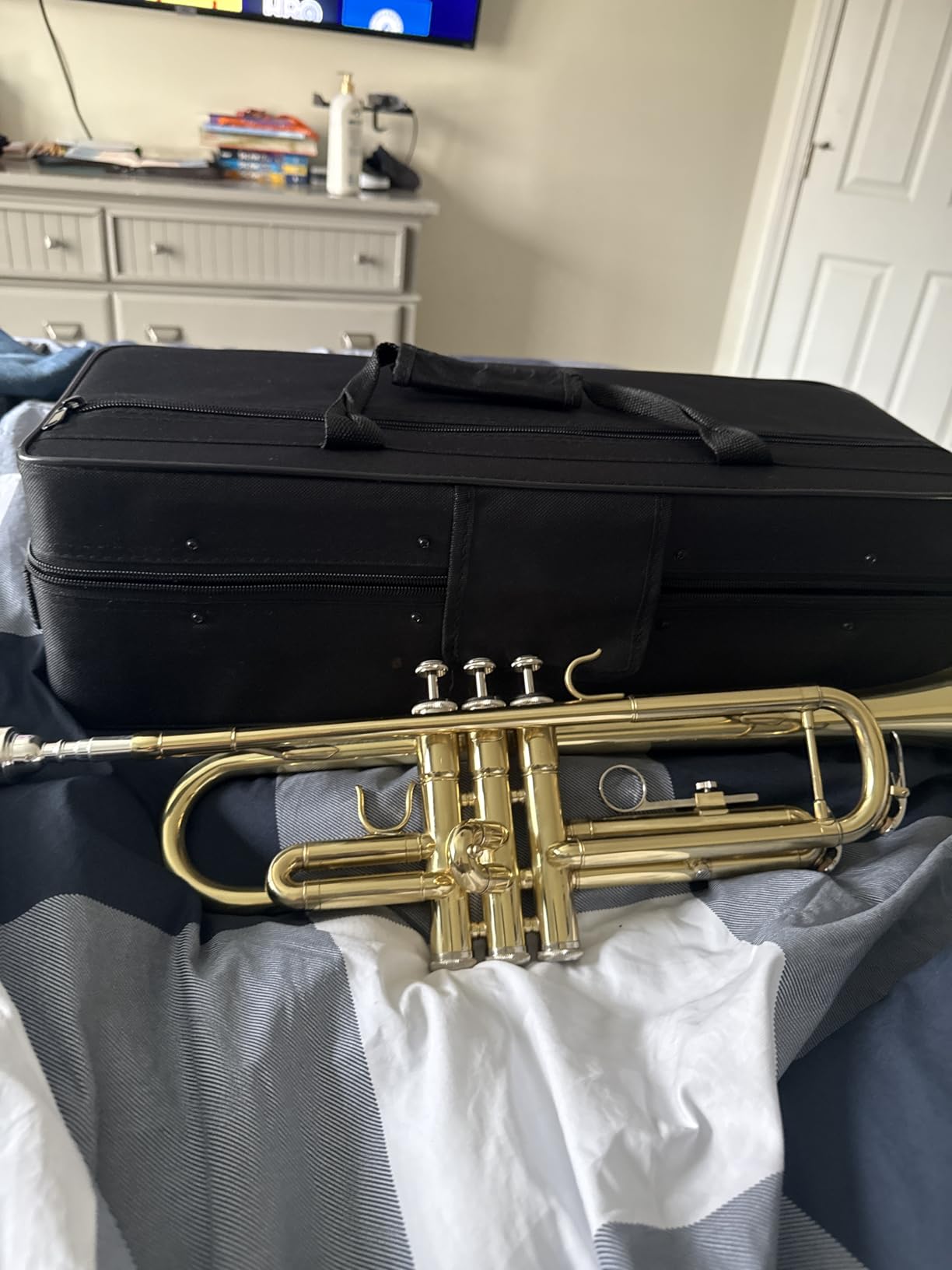 Bb Trumpet for Beginners - Standard B Flat Brass Instrument with 7C Mouthpiece, Hard Case & Cleaning Kit, Student Trumpet for Band Practice, Lessons & Gift (Golden) customer photo 1