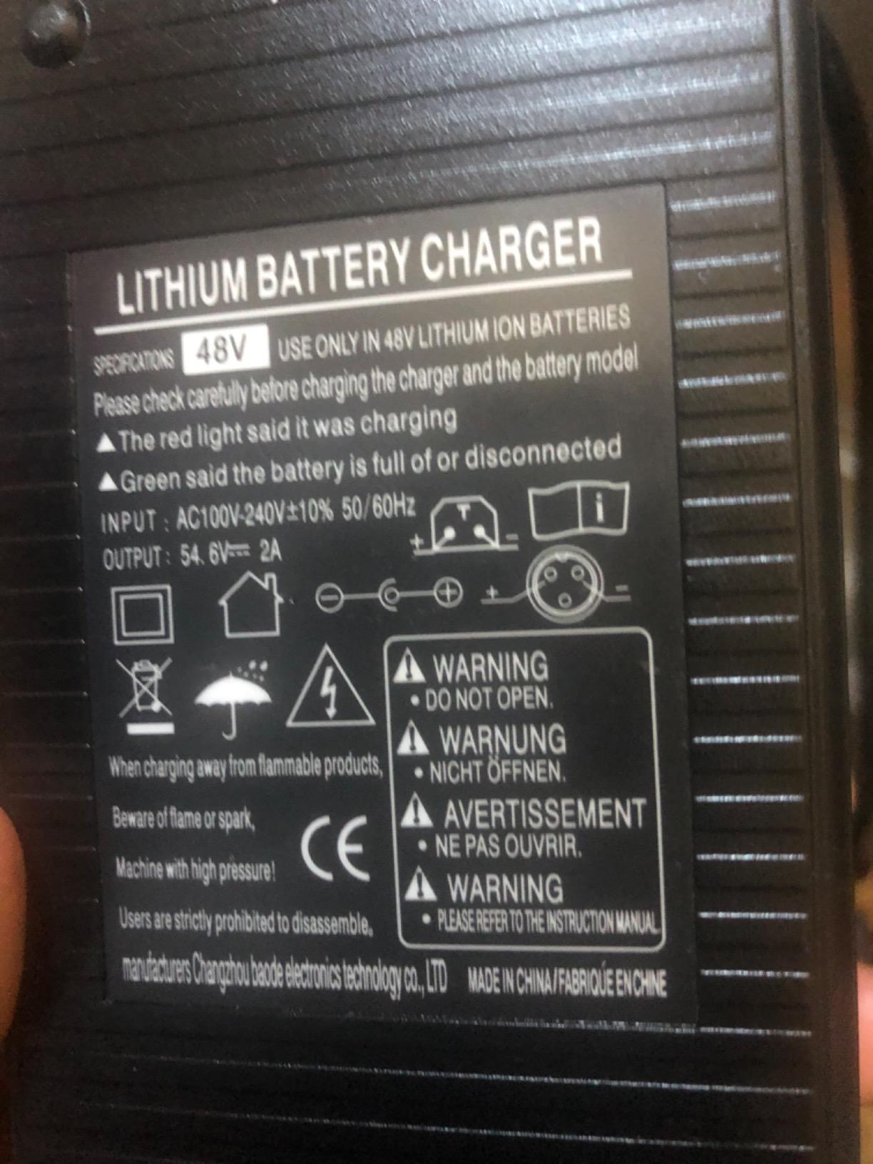 Fancy Buying 7-in-1 Universal 54.6V 2A Ebike Charger Only for 48v 13S Li-ion Battery,with Cooling Fan, LED Indicator Light, 8.2-Foot Cable(Black) customer photo 2