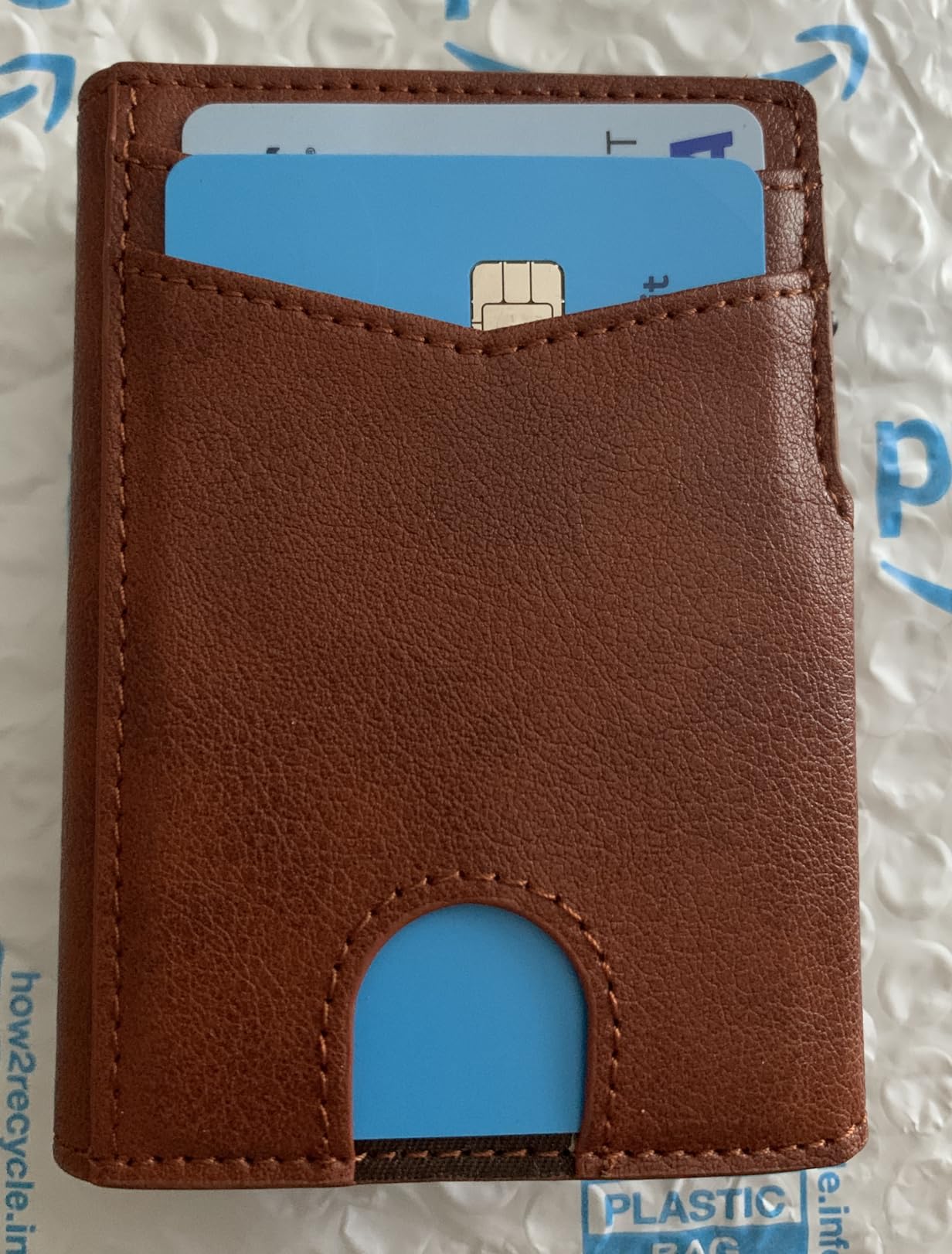 Wallet for Men, Magnetic Minimalist Slim Wallet with Pop Up Card Holder, 9 Cards RFID Blocking Metal Credit Card Case, Leather Wrapped Money Clip, ID Window & Small Item Slot, Gift Boxed customer photo 2