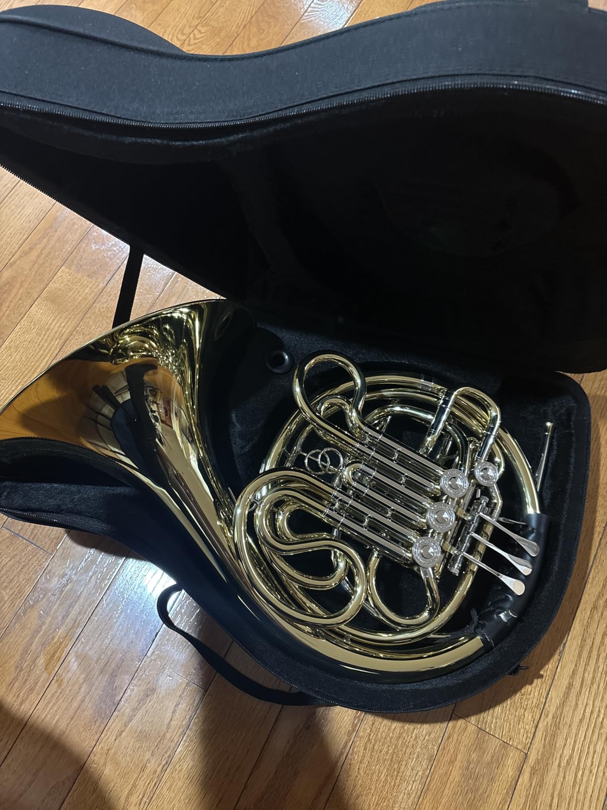 Double French Horn, 4-button F/B tuning, select brass, one-piece French horn design with backpack, gloves, cleaning cloth, and cleaning tool kit customer photo 1