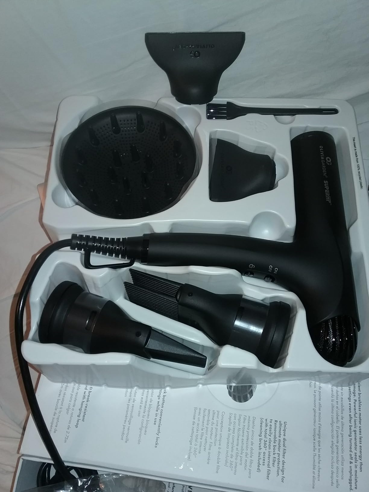 Olivia Garden 1875W SuperHP Professional Hair Dryer for All Hair Types - Quiet, Fast Drying Blow Dryer - Powerful Ionic Generator - 5 Attachments, Including 2 Comb and 1 Diffuser Attachments customer photo 2