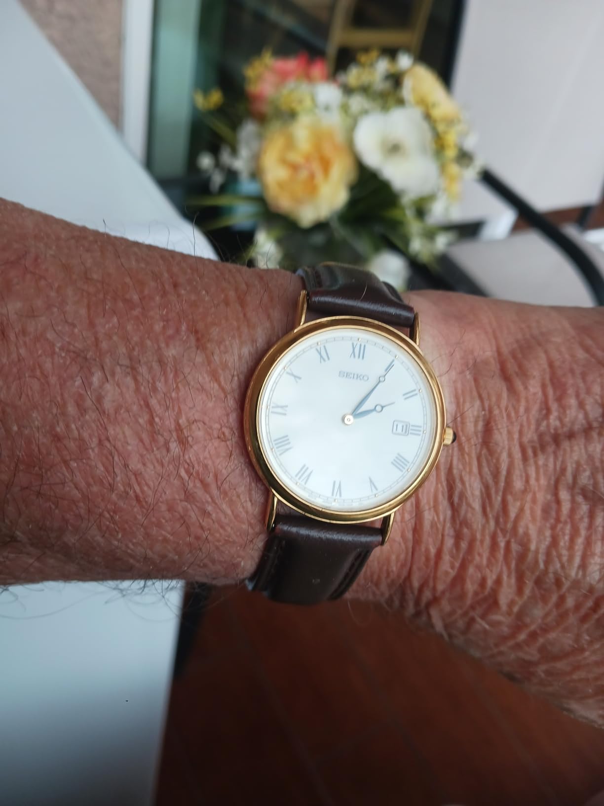 WOCCI 20mm Vintage Leather Watch Band for Men and Women, Gold Buckle (Gold Brown) customer photo 1