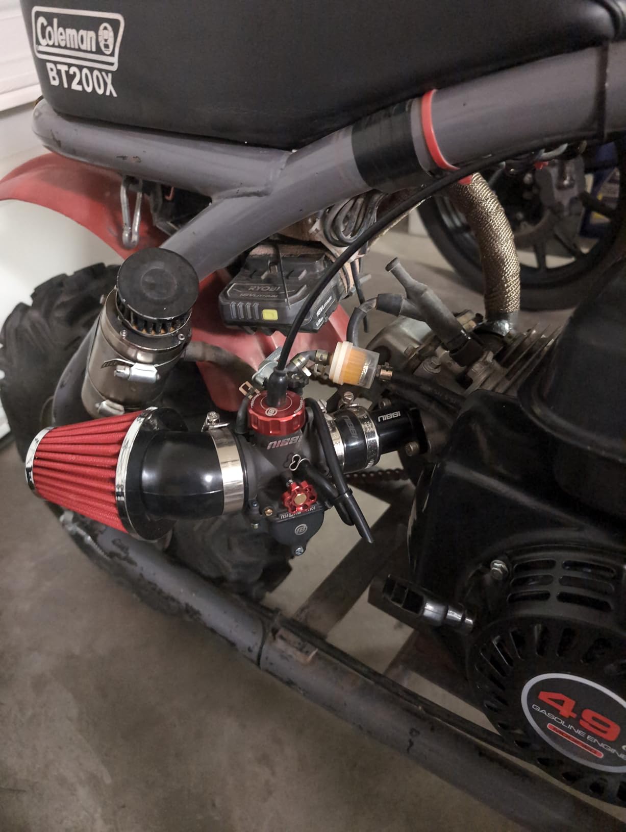NIBBI PE24mm Carburetor Kit for Predator 212, Upgrade for Coleman Predator 196cc 212cc 224cc Engine Performance Parts with Intake Manifold 48mm Air Filter (Red) customer photo 1