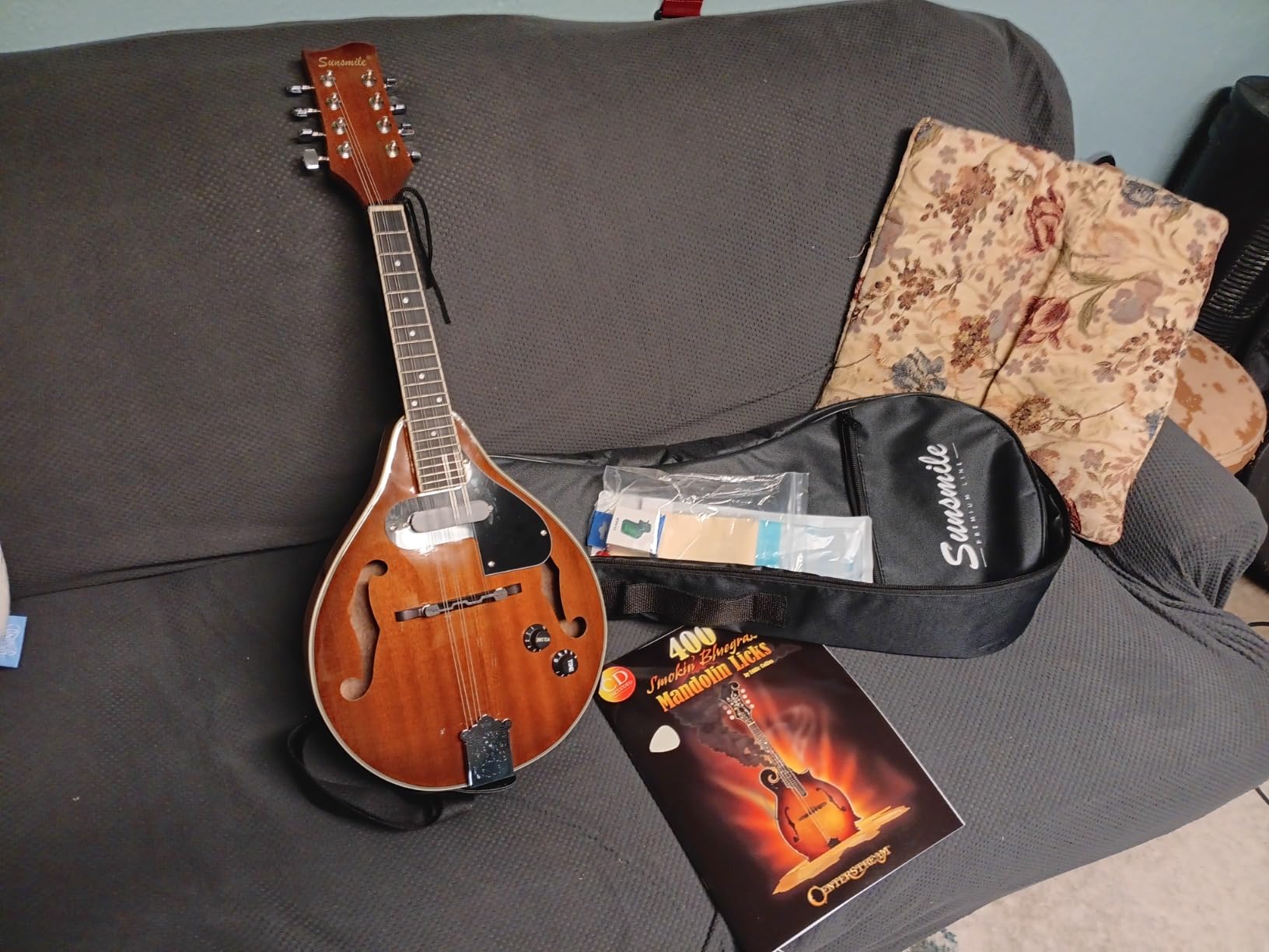 A-Style 8 String Acoustic-Electric Mandolin Instrument with Pickup | Sapele Top, Arched F Holes Body, Okoume Neck, Walnut Bridge, Gig Bag, Cable, Tuner, Strings, Strap, Picks and Polish Cloth customer photo 1