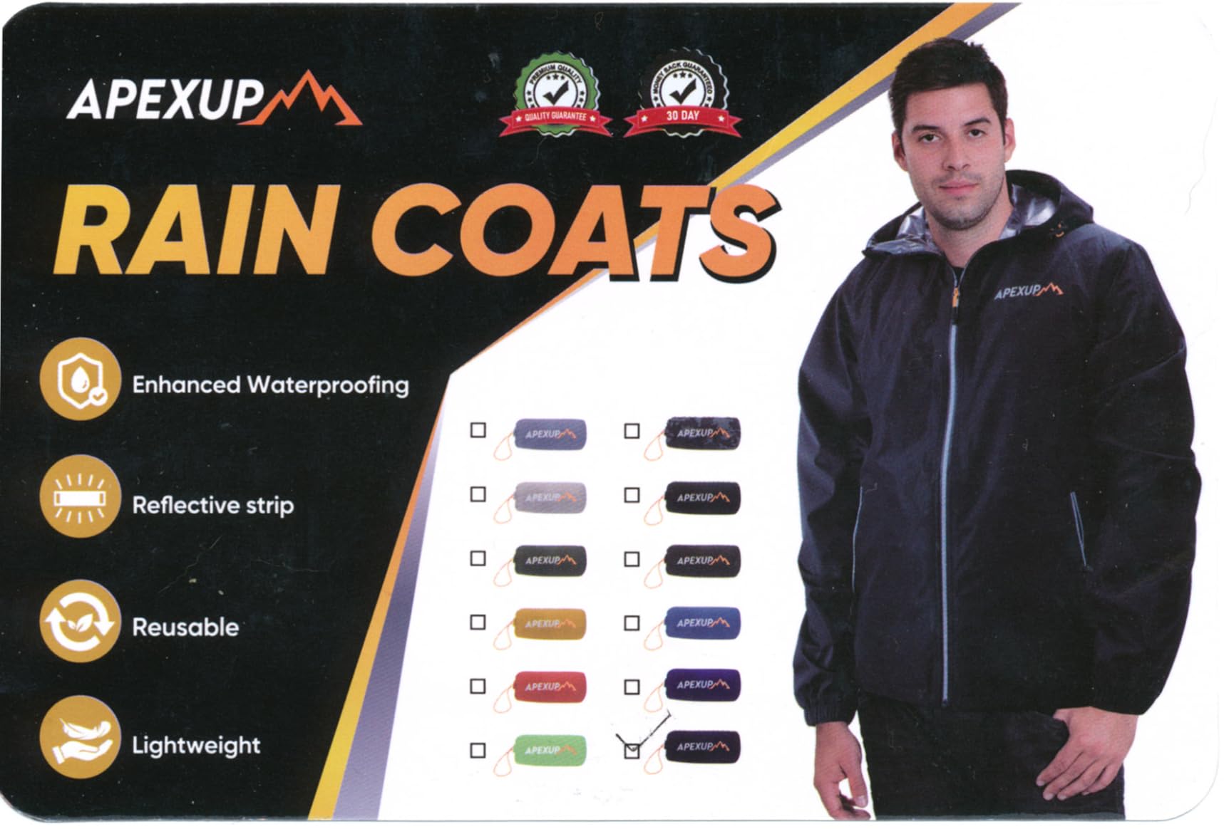 Packable Rain Jacket Men with Reflective Zipper, Lightweight Waterproof Raincoat, Mens Rain Jacket for Outdoor Sports customer photo 1