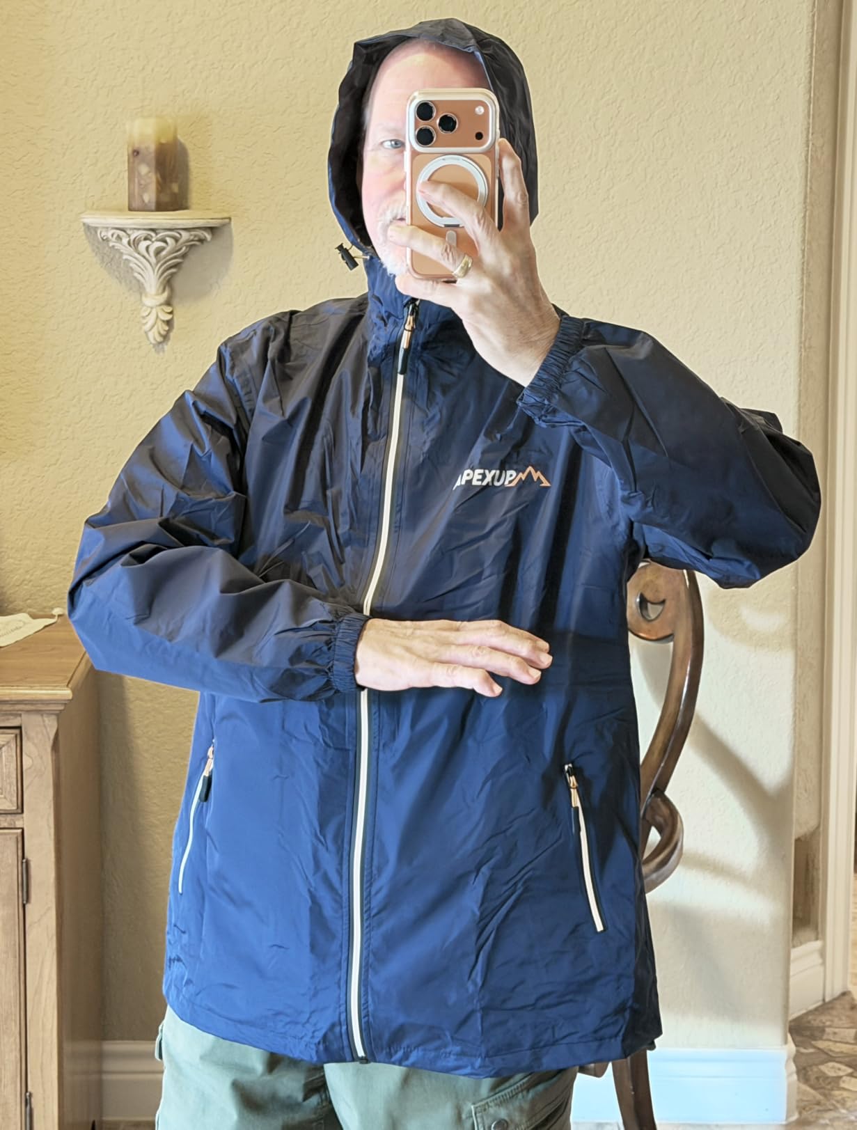 Packable Rain Jacket Men with Reflective Zipper, Lightweight Waterproof Raincoat, Mens Rain Jacket for Outdoor Sports customer photo 2