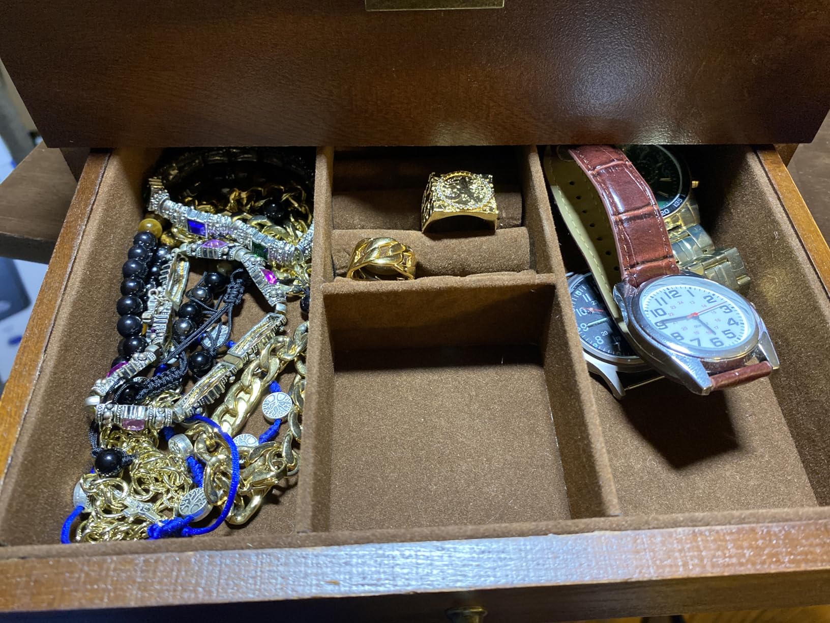 ProCase Wooden Watch Case, 8 Slot Mens Watch Box with Drawer, 2-Layer Mens Jewelry Box Storage Holder Organizer Display Case, Fathers Day Gift, Anniversary Birthday Gifts for Men Women -8 Slot, Brown customer photo 2