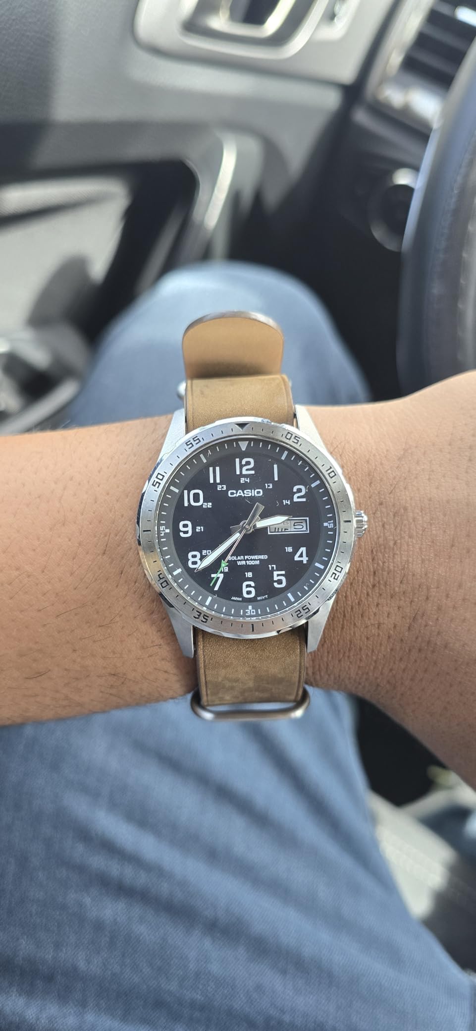 WOCCI 20mm One-piece Watch Band for Men, Top Grain Leather, Brushed Hardware (Retro Brown) customer photo 2