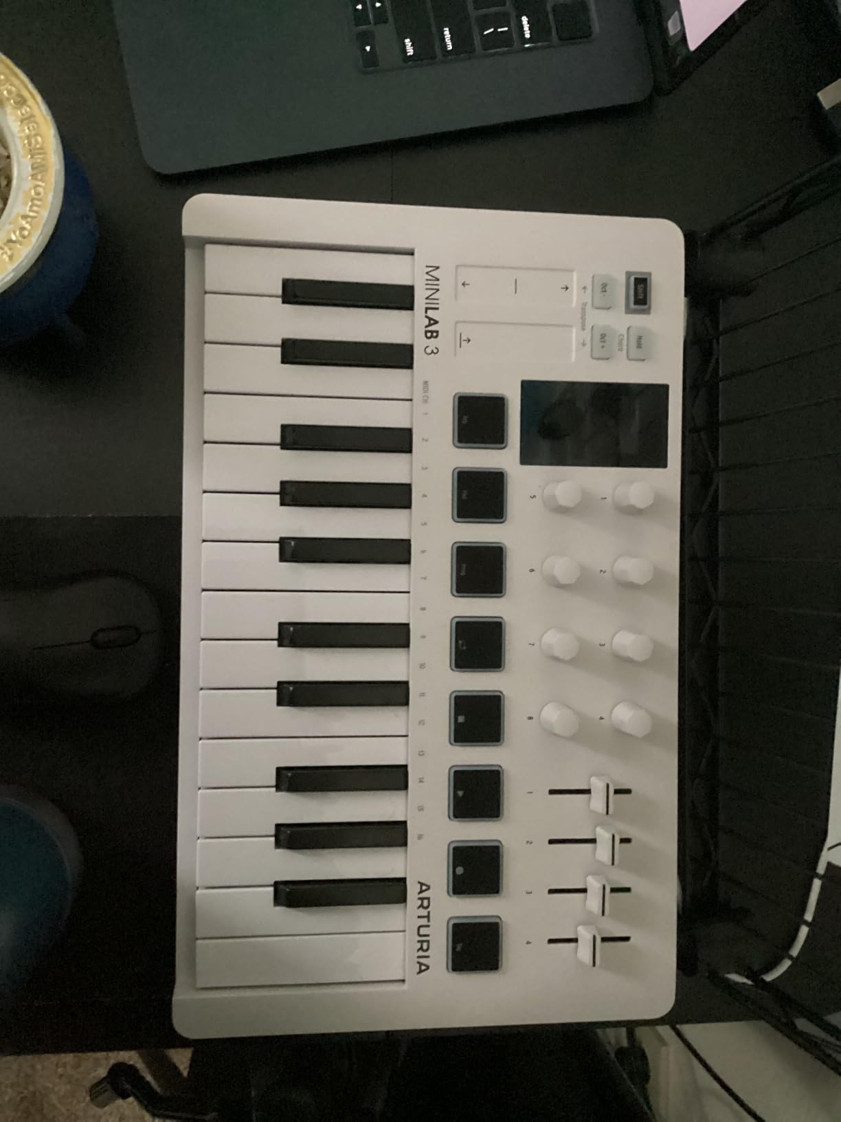 Arturia MiniLab 3 Universal MIDI Controller, Black/Orange | 25 Slim Velocity Keys, 16 RGB Velocity Plus Pressure Pads, 8 Encoders, 4 Faders, USB-C and 5-Pin Midi customer photo 1