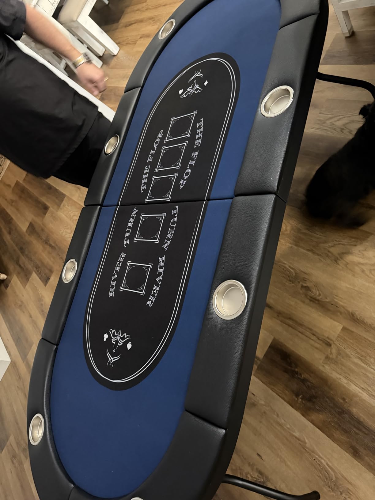 VEVOR 8 Player Poker Table Foldable, Portable Folding Card Board Game Table, Casino Leisure Table, Blackjack Texas Holden Table with Padded Rails and Stainless Steel Cup Holders, Blue (72 in) customer photo 1