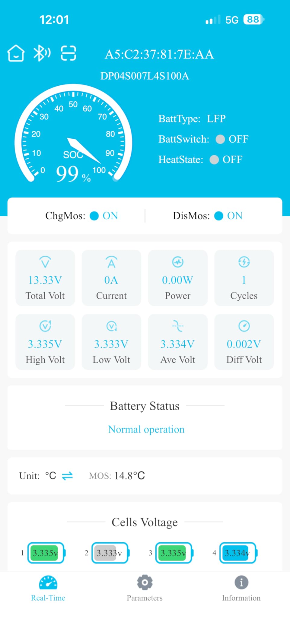 12V100Ah Bluetooth LiFePO4 Battery, Deep Cycle Lithium Battery, 15000 Charging Cycles, Lightweight Compact, Perfect For RV, Trolling Motors, Yacht, Solar Systems (12V 100Ah Group24 Bluetooth) customer photo 1