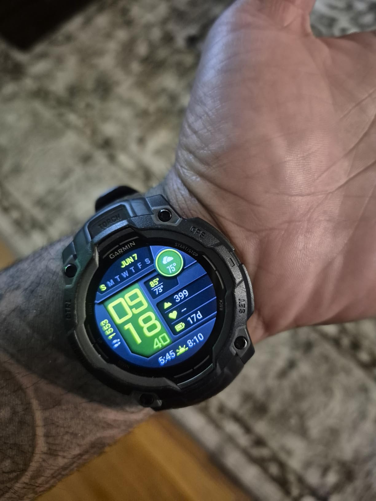 Garmin Instinct 3 45mm, AMOLED Display, Rugged Outdoor GPS Smartwatch, Metal-Reinforced Bezel, Built-in Flashlight, Up to 18 Days of Battery Life, Black | 45mm Amoled 1.2 Display, Metal-Reinforced Bezel, Built-in Flashlight, Up to 18 Days Battery, Multi-Band GPS, 10 Atm customer photo 2
