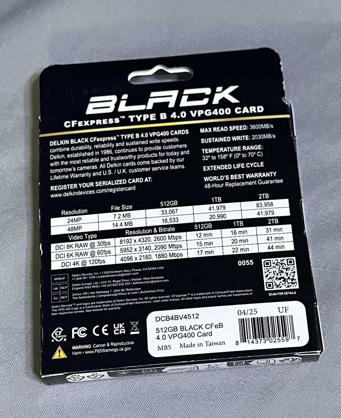 Delkin Devices Black 512GB CFexpress Type B 4.0 VPG400 Memory Card - High-Speed Performance for Professional Photography & Videography, Up to 3600/3200MB/s customer photo 1