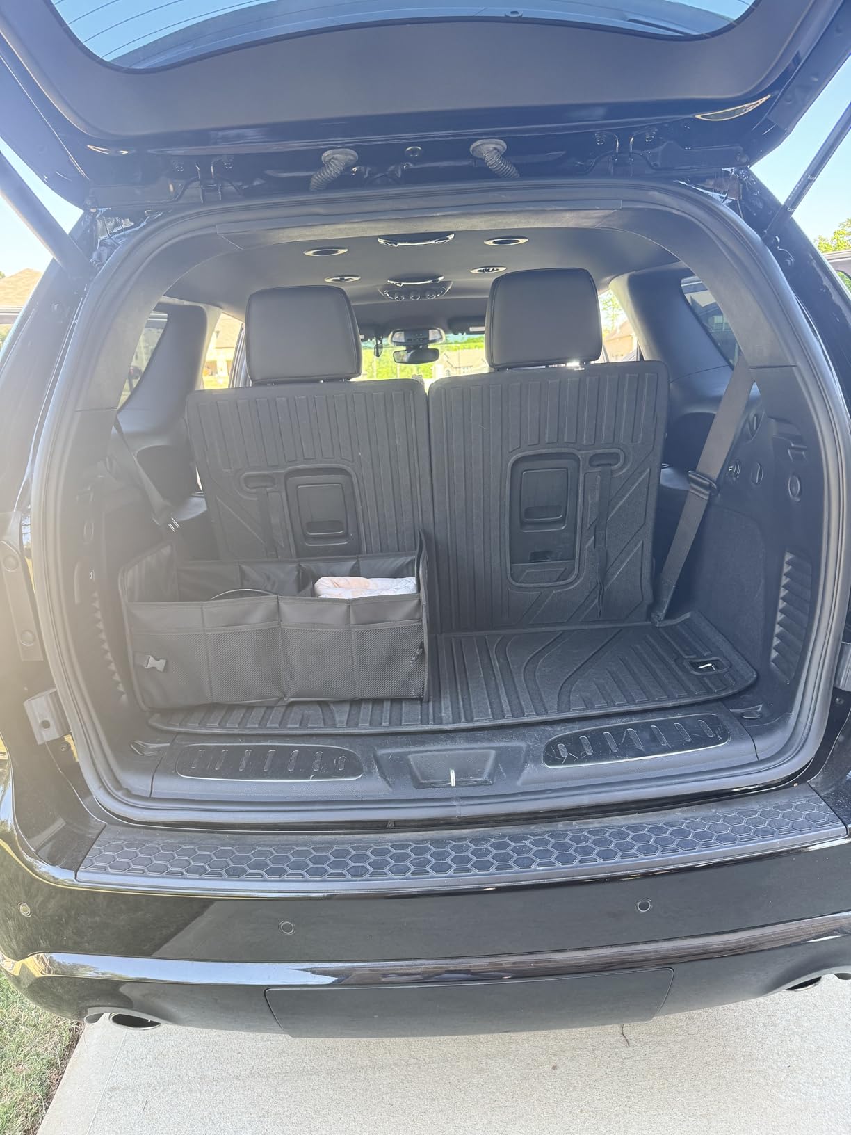 Car Trunk Organizer for Dodge Charger Durango Challenger Collapsible 2 Compartment Automotive Storage Box with Handle Non Slip Bottom Sturdy Side Walls for Dodge Accessories (Red) customer photo 1