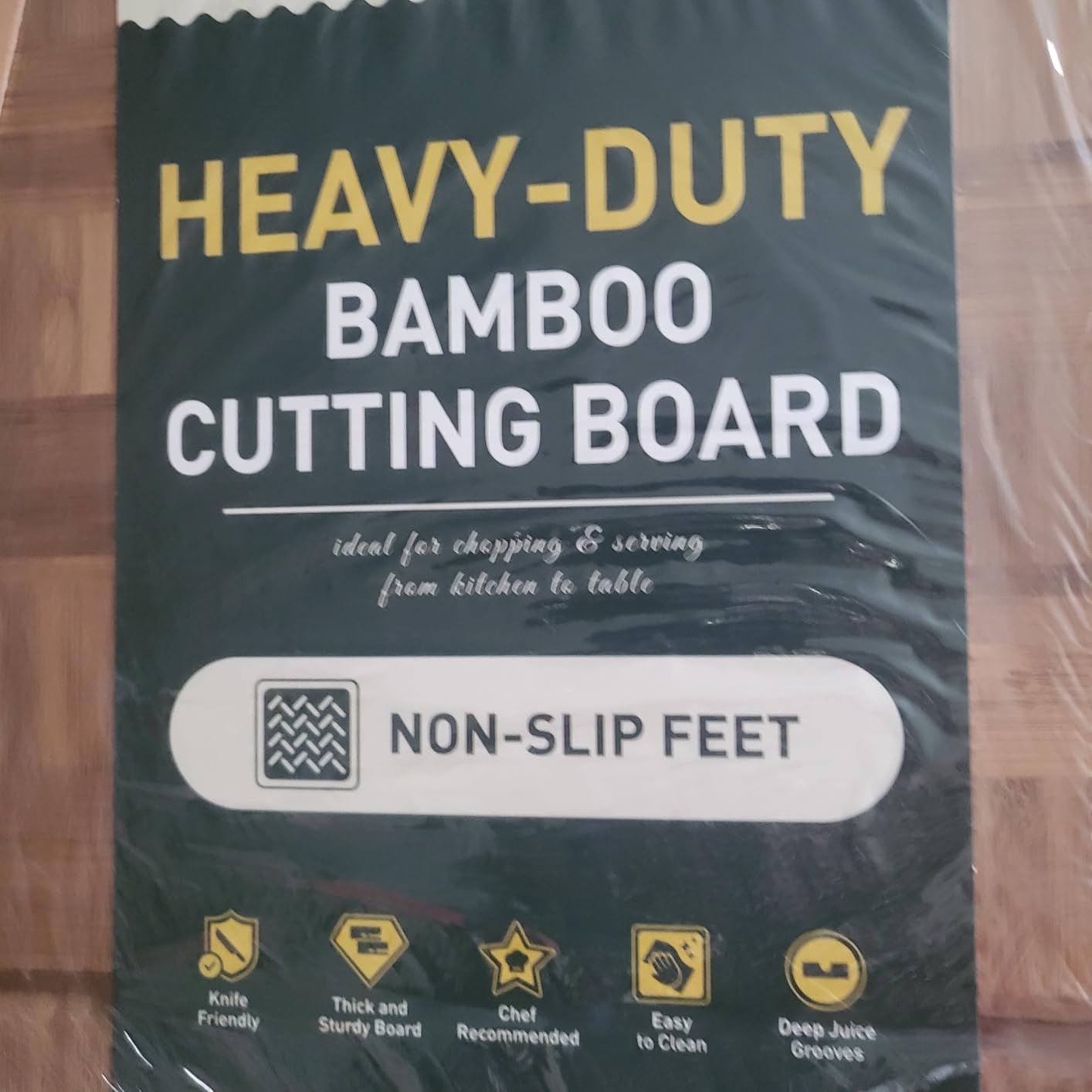 3 Pack Heavy Duty Bamboo Cutting Board Set Non Toxic Wooden Cutting Board for Kitchen Non Slip Solid End Grain Thick Wood Juice Groove Chopping Board Extra Large Butcher Block Best House Warming Gift customer photo 1