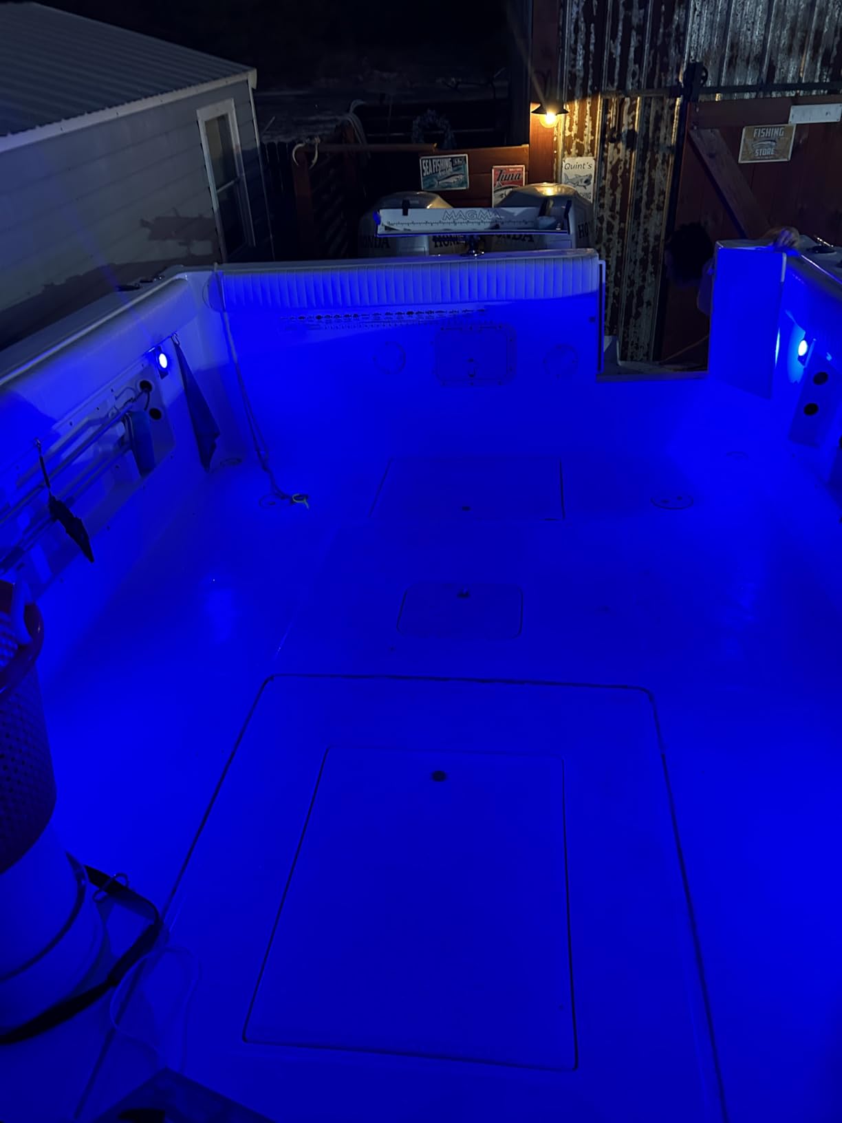 Boat Courtesy Lights, IP68 Waterproof Boat Interior Lights, Marine Navigation Stern Courtesy Night Fishing Lighting, Stainless Steel Marine LED Lighting for Pontoon Bass Sailboat(4PCS Blue) customer photo 1