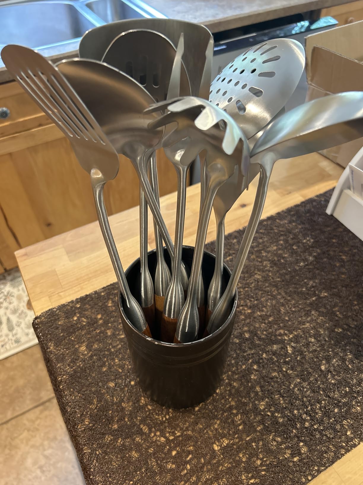 9 PCS 304 Stainless Steel Cooking Utensils set with Wooden Handle, Metal Kitchen Utensils Set, Large Heat Resistant Wooden Handle Kitchen Tools, Stainless Steel Wok Spatula customer photo 2