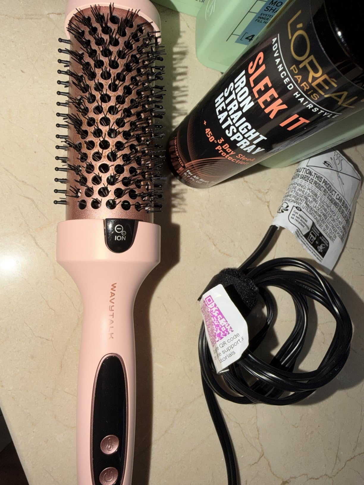 Wavytalk Thermal Brush Blowout Boost Grande 1.77-inch Big Bouncy Blowout Waves | Negative Ion Technology, Tourmaline Ceramic, 5 Temperature Settings Dual Voltage, Less Damage, Sakura Pink customer photo 1