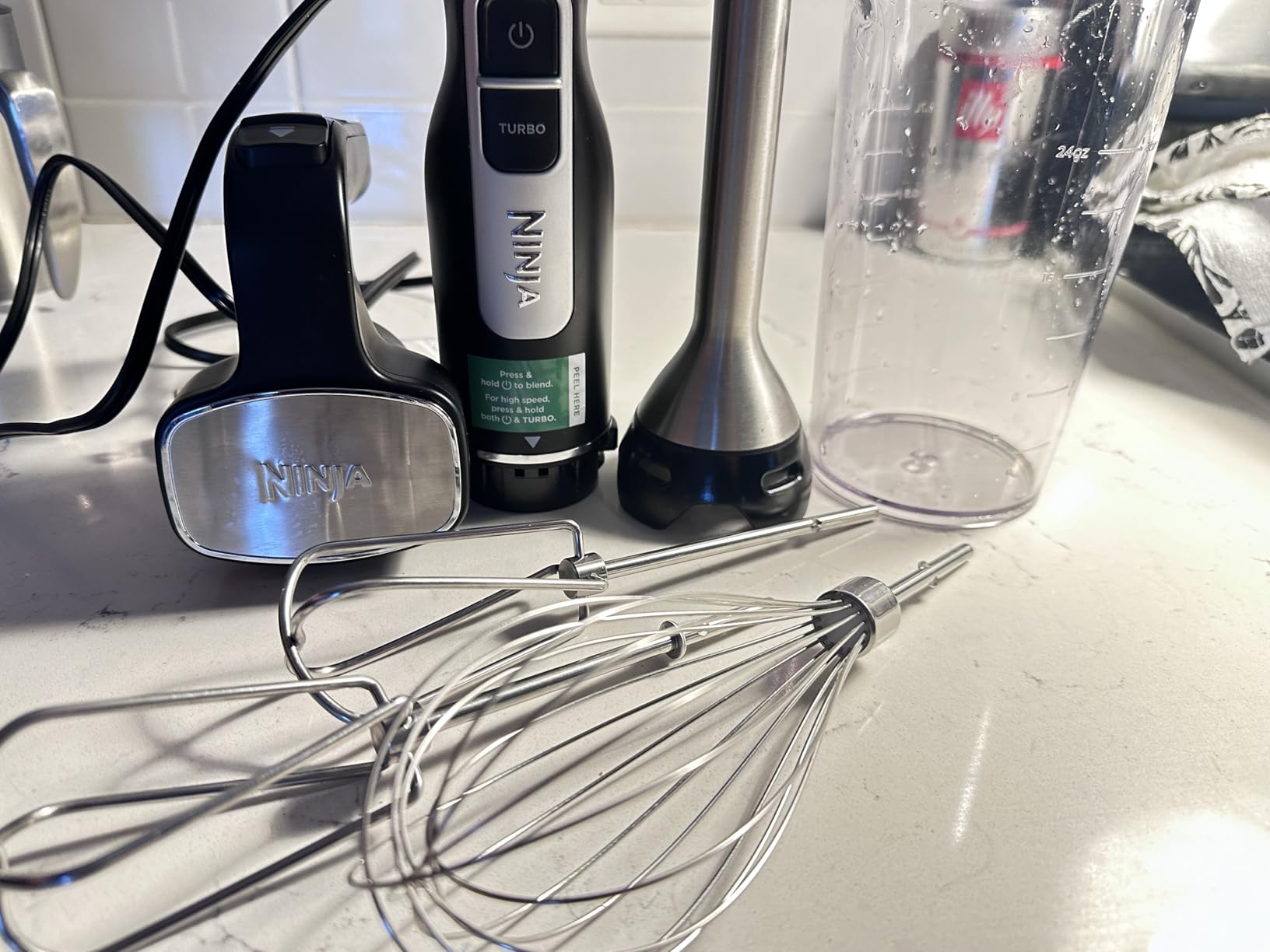 Ninja Immersion Blender & Whisk, 4 Speeds, 4oz Cup, Deep Navy, CI201ND | SplatterShield & PanProtect for mess-free blending customer photo 2